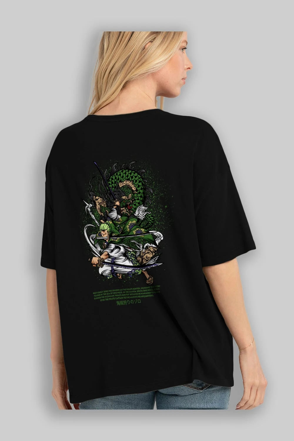 Zoro Anime Arka Baskılı Oversize t-shirt Erkek Kadın Unisex