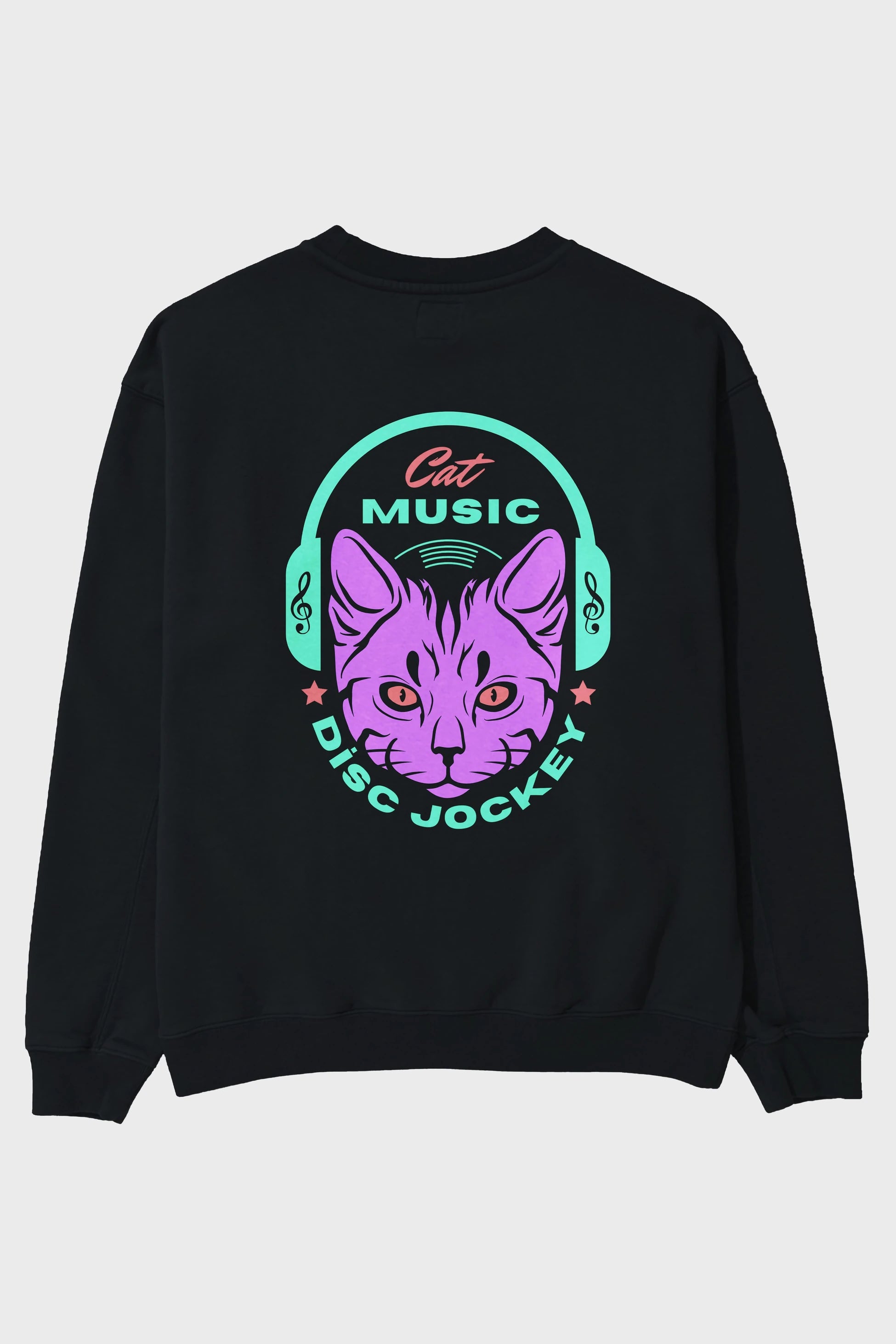 Cat Music Arka Baskılı Oversize Sweatshirt Erkek Kadın Unisex
