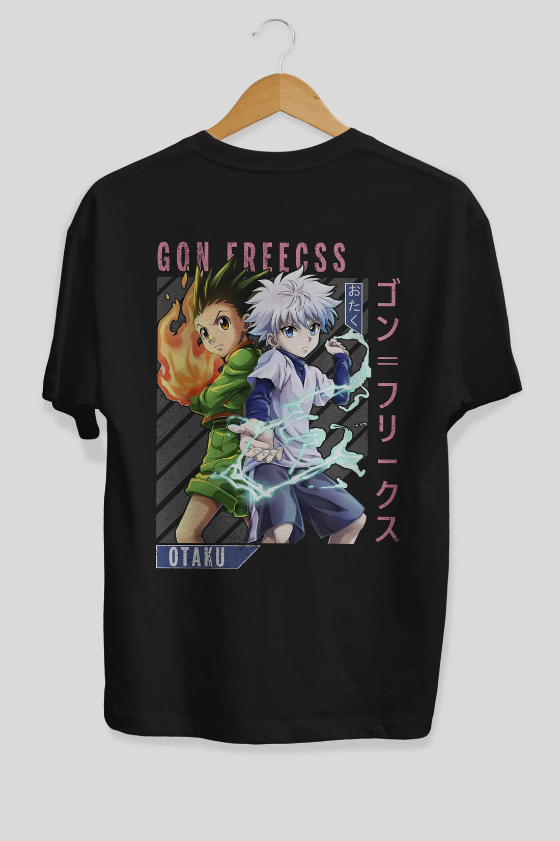 Gon Freecss HUNTER X HUNTER 1 Anime Arka Baskılı Oversize t-shirt Erkek Kadın Unisex