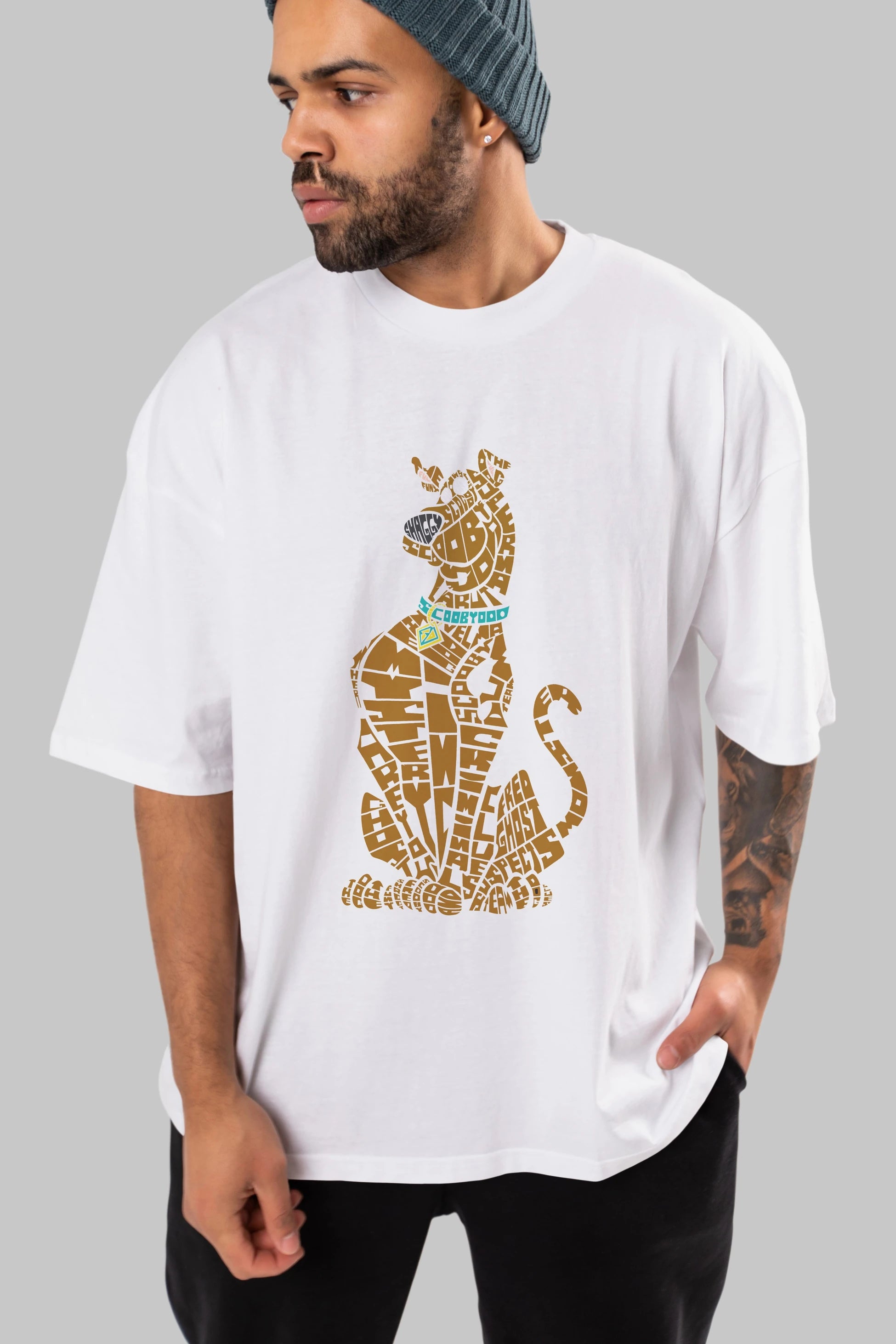 Scooby Doo Ön Baskılı Oversize t-shirt %100 pamuk Erkek Kadın Unisex