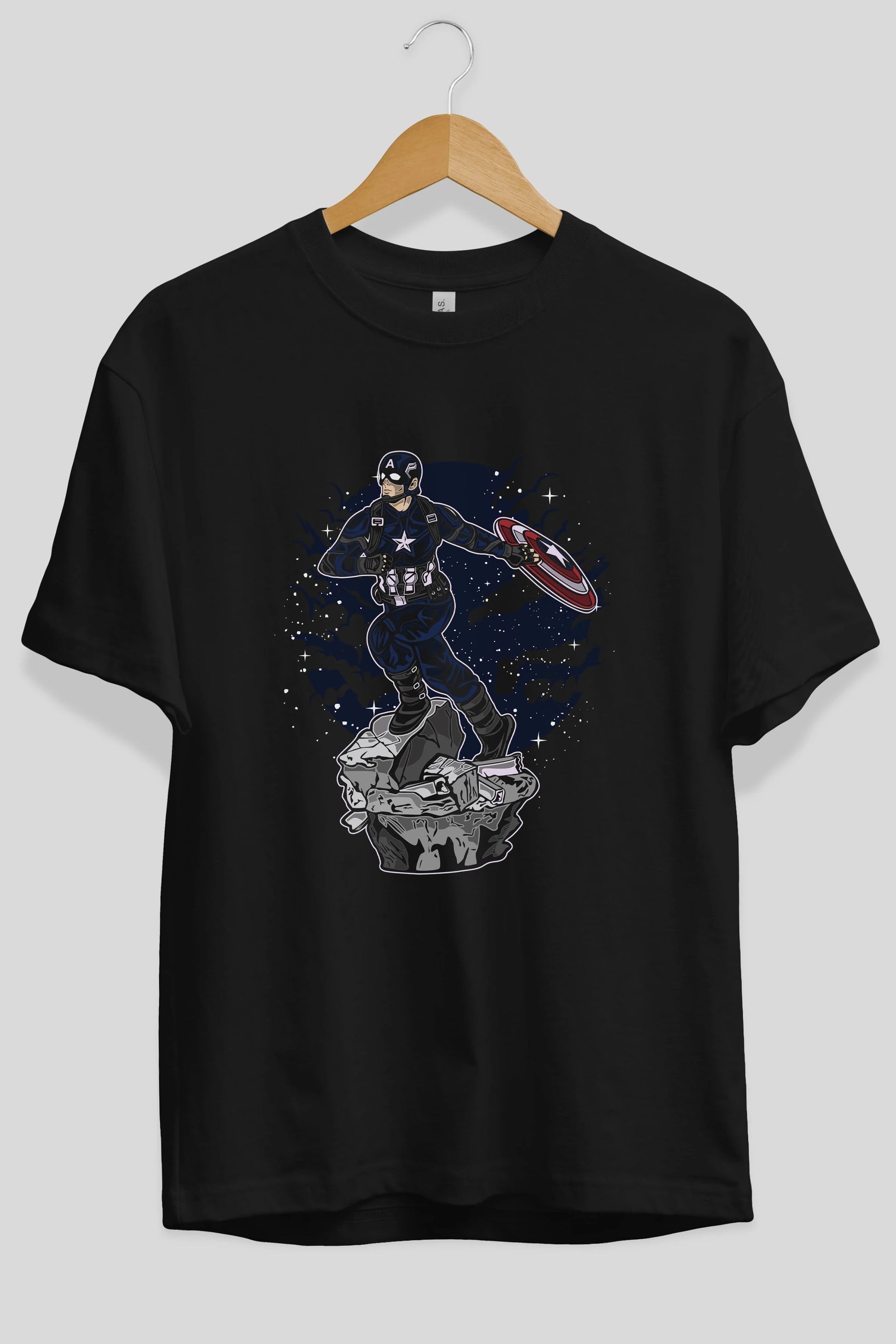 CAPTAIN AMERICA Ön Baskılı Oversize t-shirt Erkek Kadın Unisex %100 Pamuk tişort