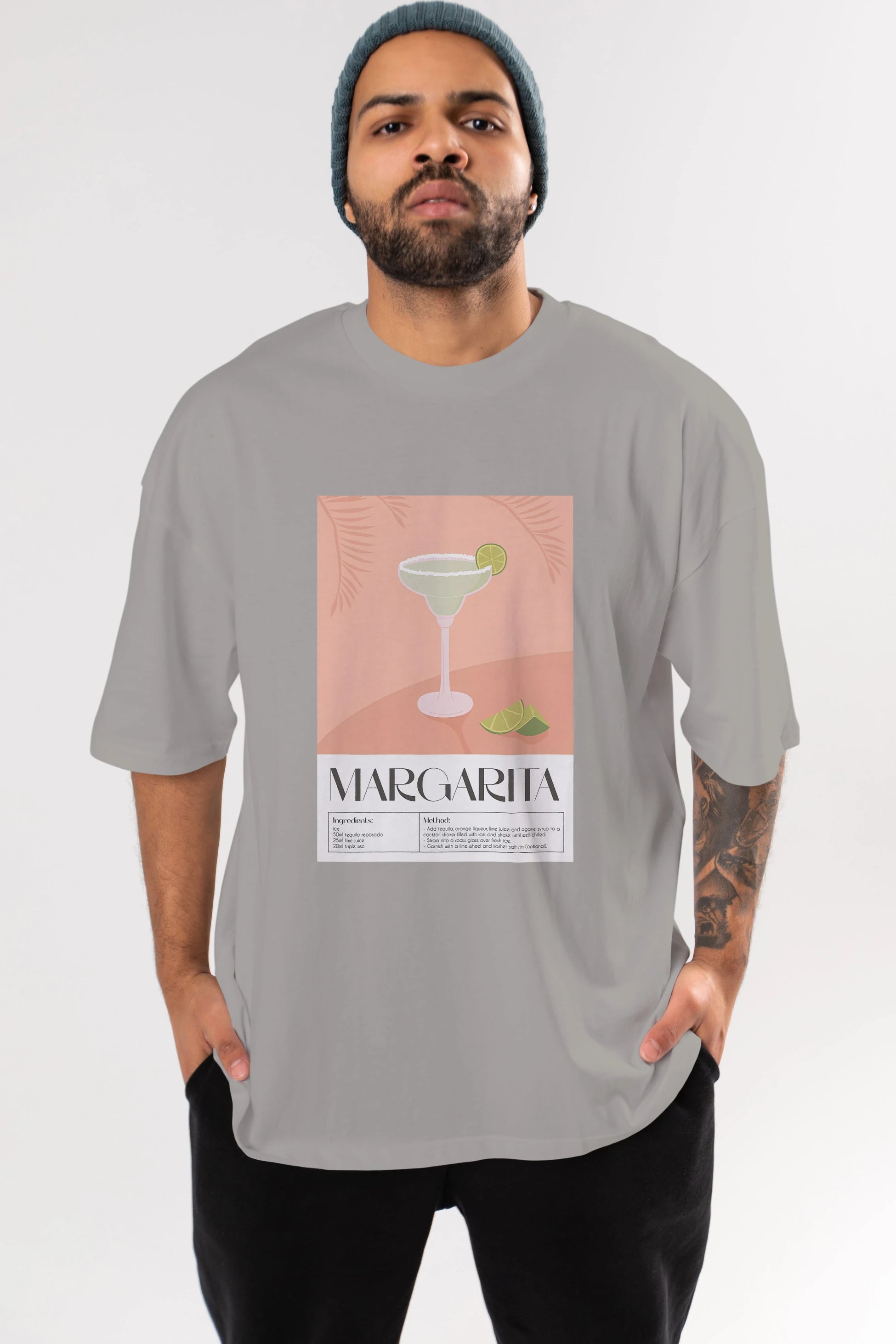 Margarita 5 Ön Baskılı Oversize t-shirt Erkek Kadın Unisex %100 Pamuk Bisiklet Yaka tişort