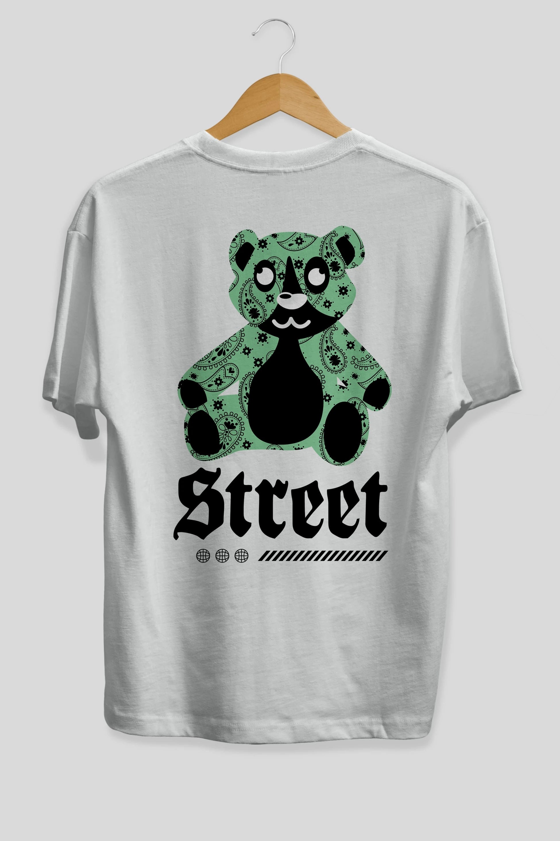 Street Bear Arka Baskılı Oversize t-shirt Erkek Kadın Unisex