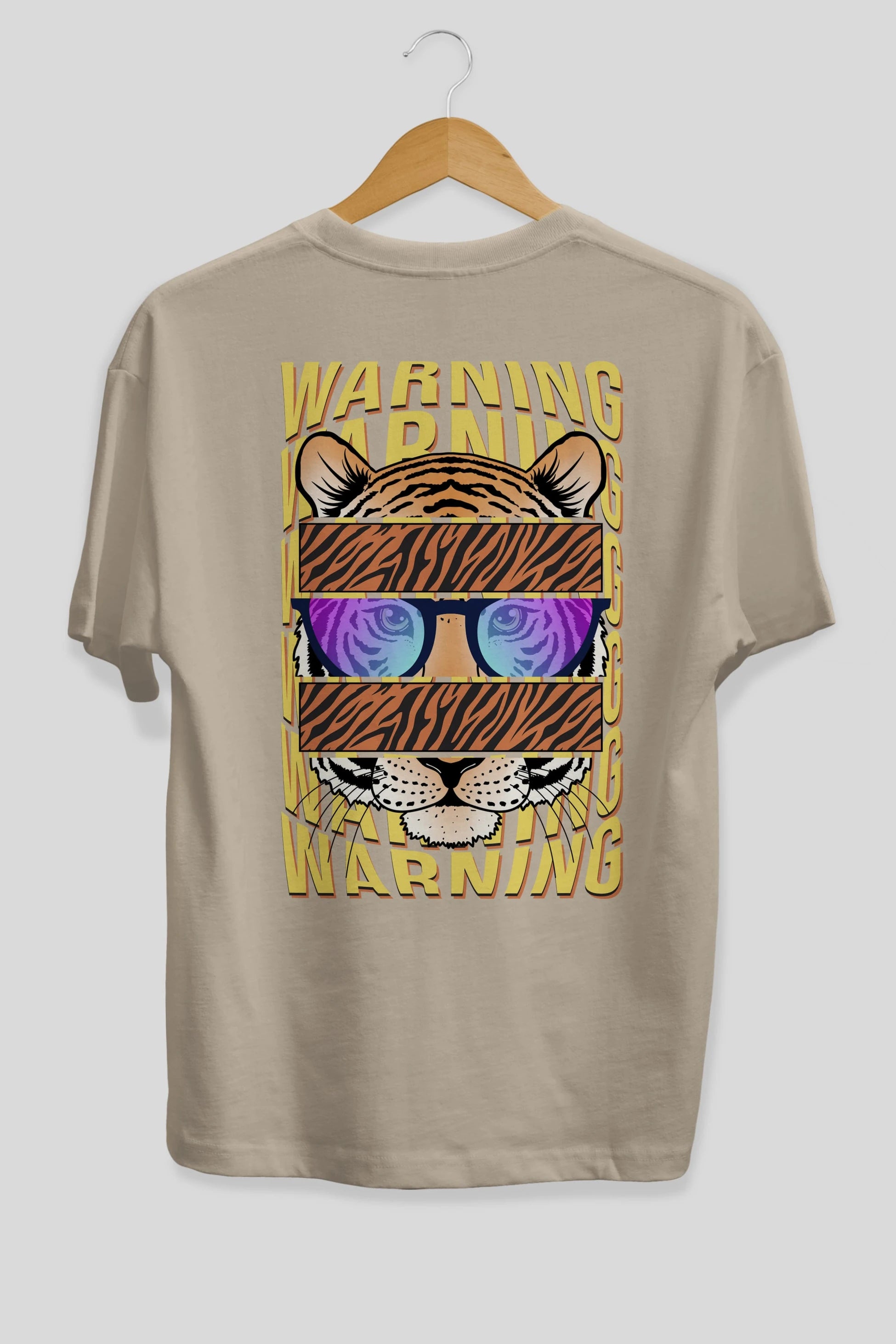 Warning Yazılı Arka Baskılı Oversize t-shirt Erkek Kadın Unisex