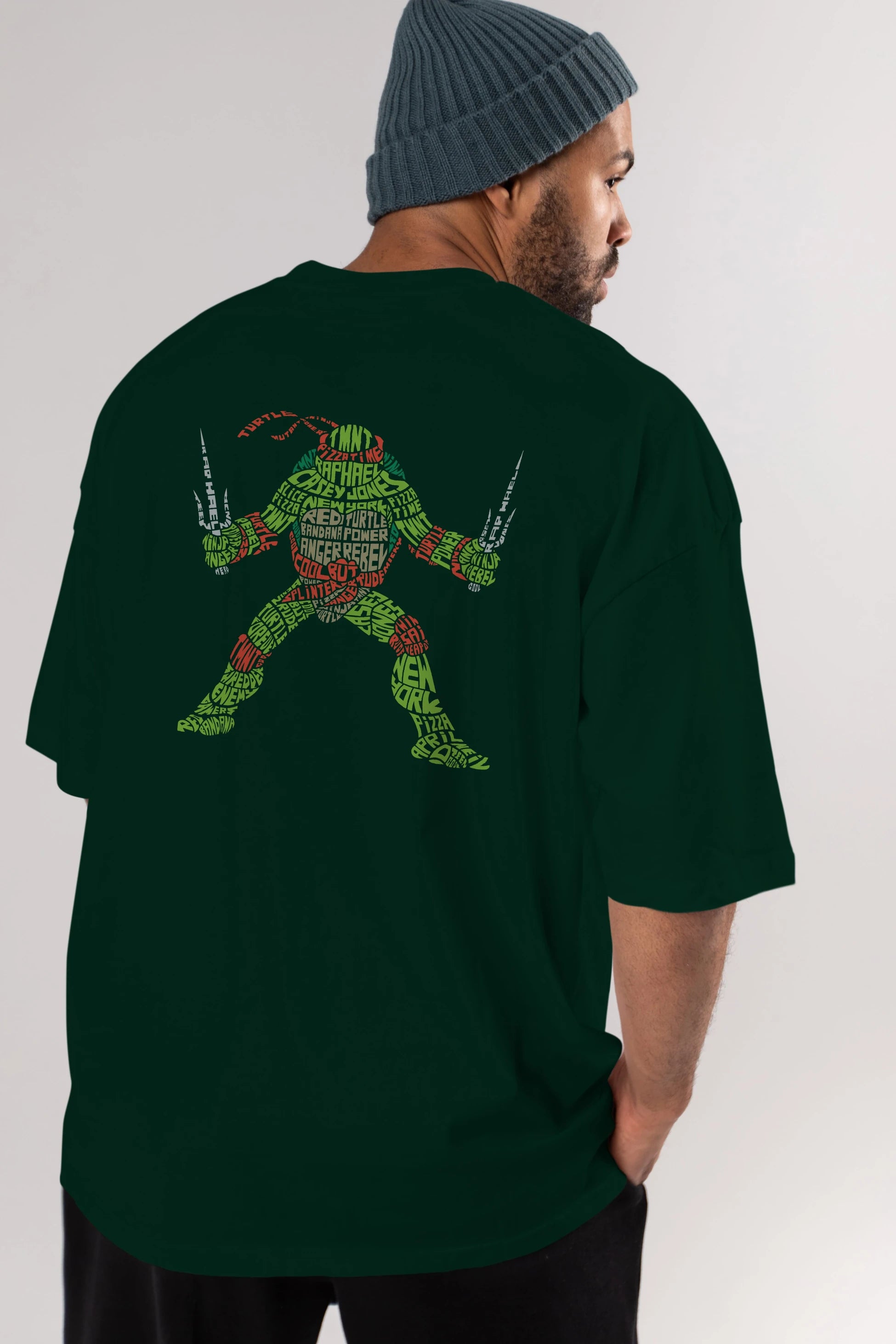 Ninja Turtle Arka Baskılı Oversize t-shirt %100 pamuk Erkek Kadın Unisex