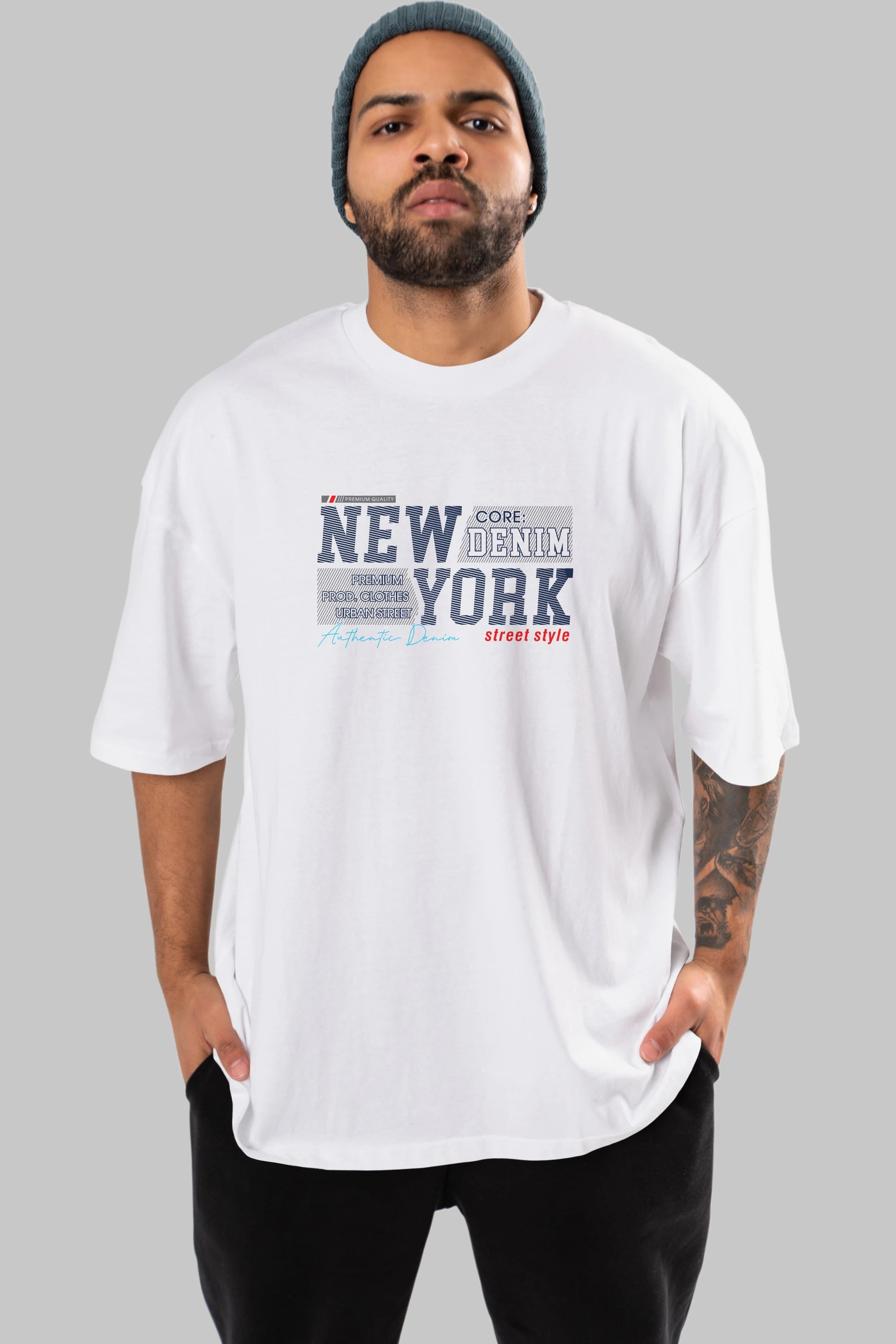 New York Street Ön Baskılı Oversize t-shirt Erkek Kadın Unisex