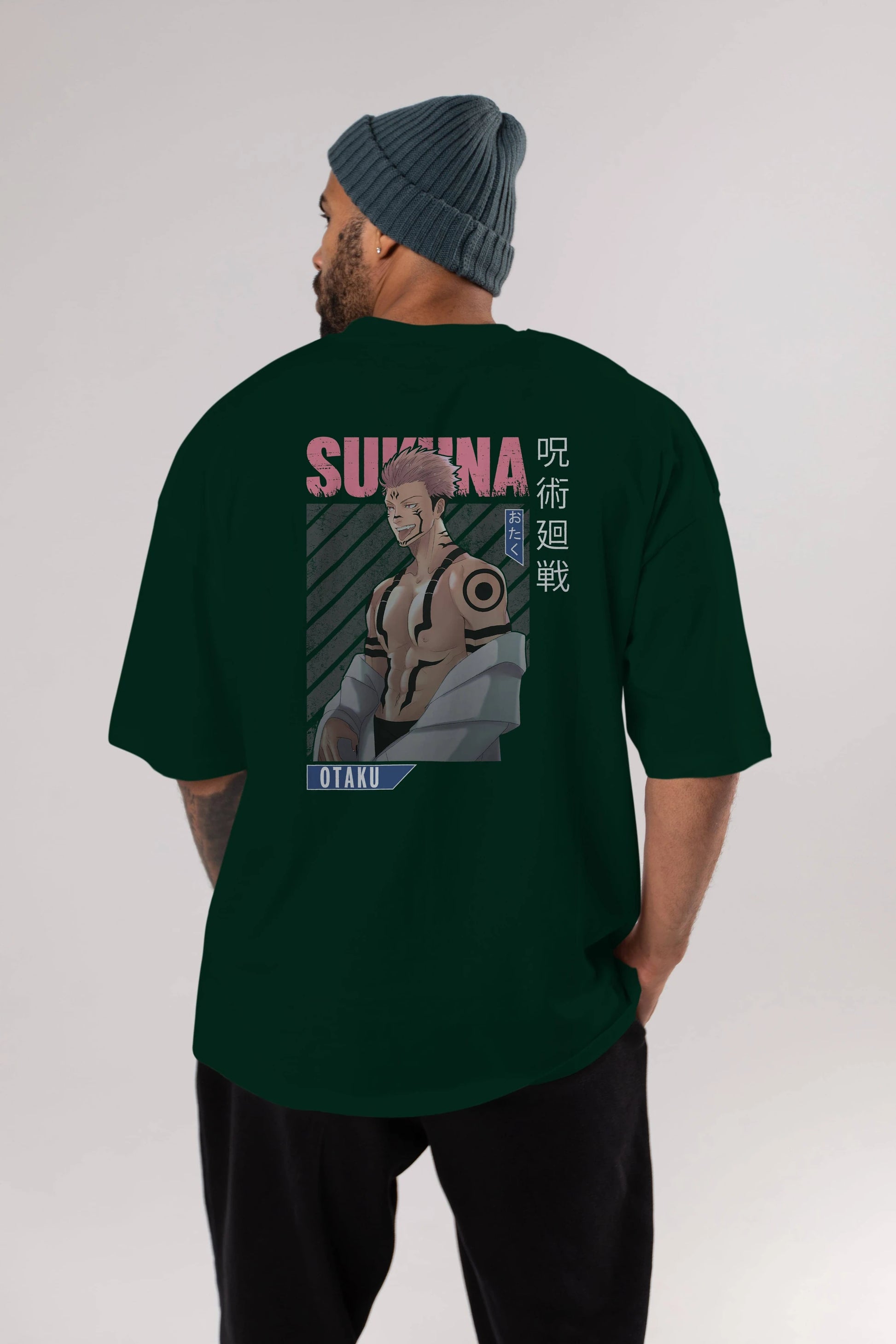 Sukuna Ryoumen Anime Arka Baskılı Oversize t-shirt Erkek Kadın Unisex