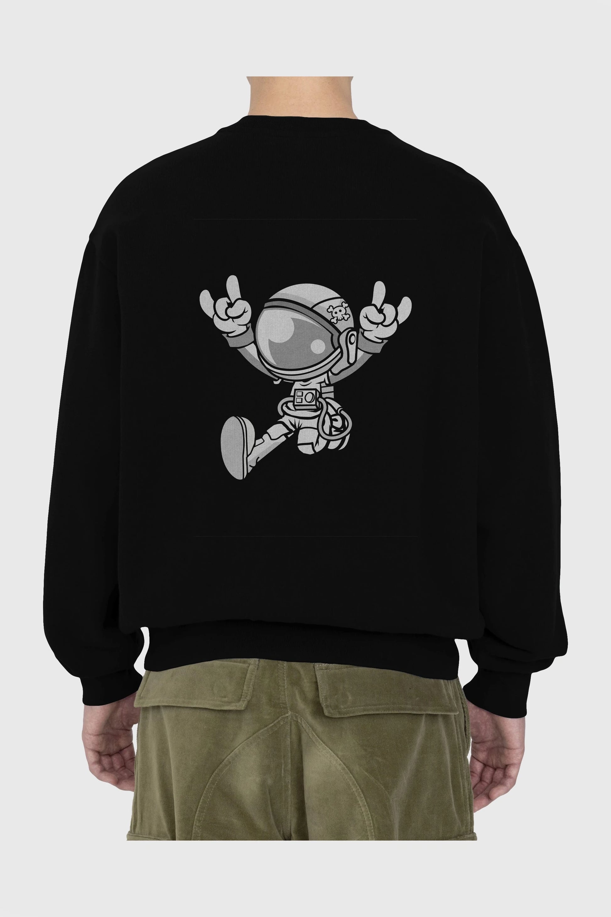 Astronaut Metal Arka Baskılı Oversize Sweatshirt Erkek Kadın Unisex