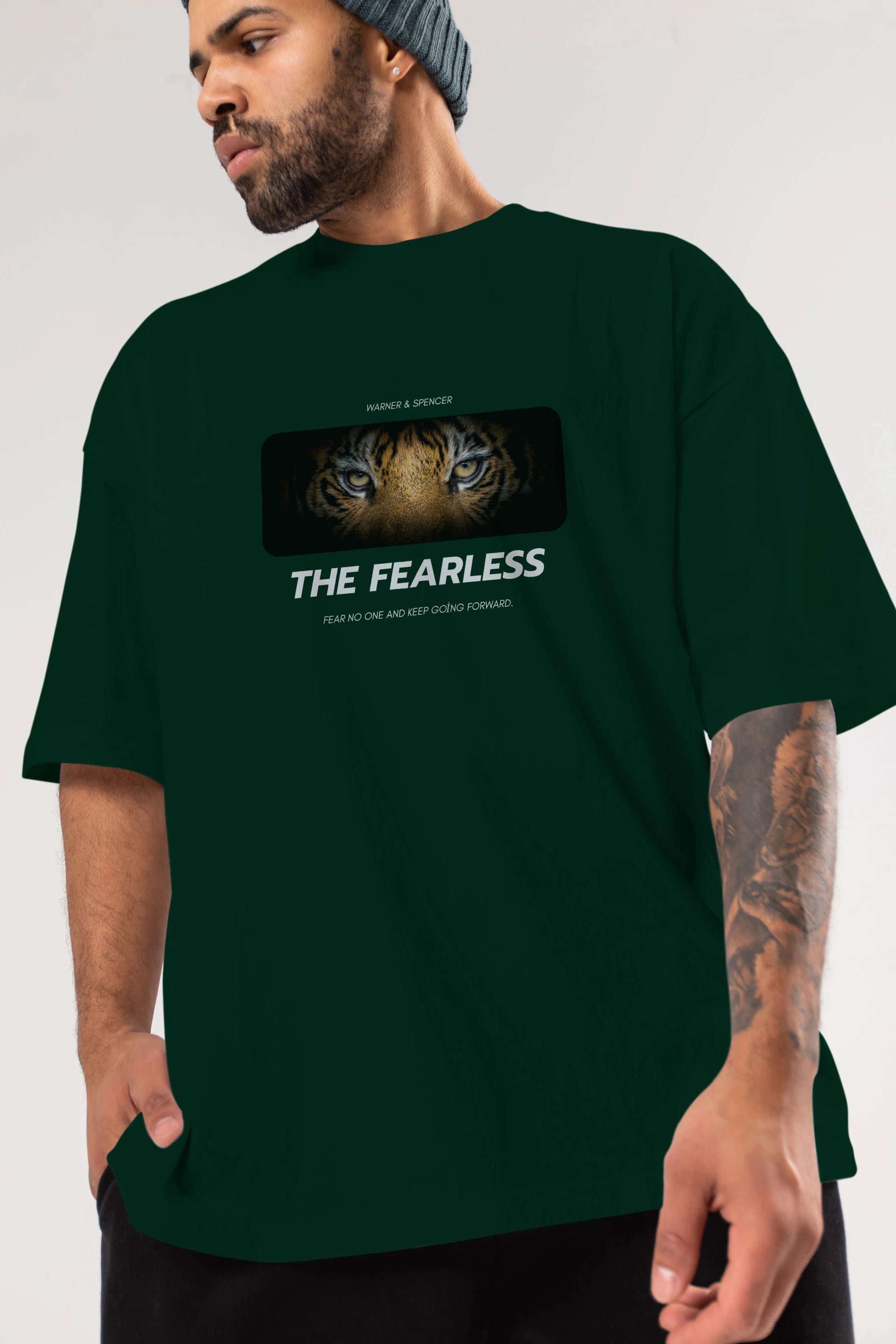 The Fearless Yazılı Ön Baskılı Oversize t-shirt Erkek Kadın Unisex