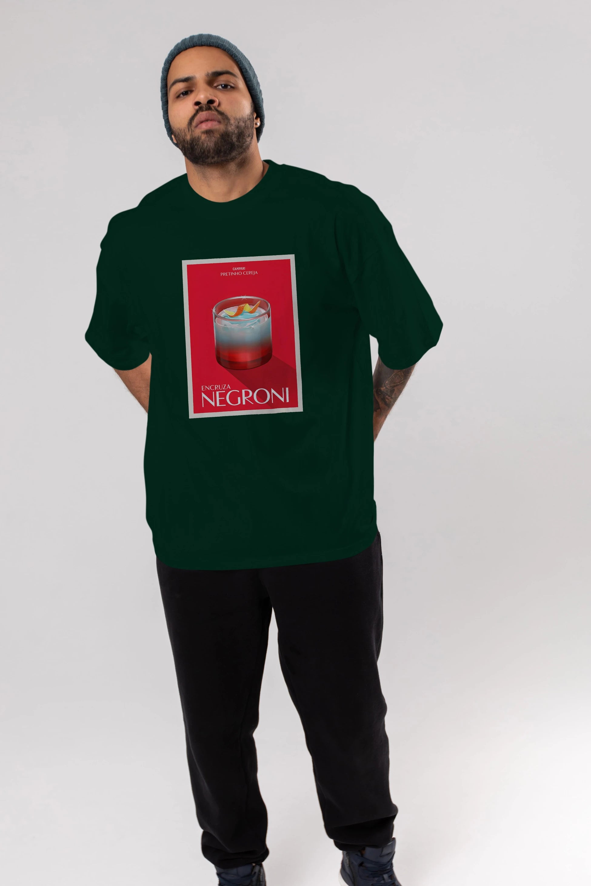 Encruza Negroni Ön Baskılı Oversize t-shirt Erkek Kadın Unisex %100 Pamuk Bisiklet Yaka tişort
