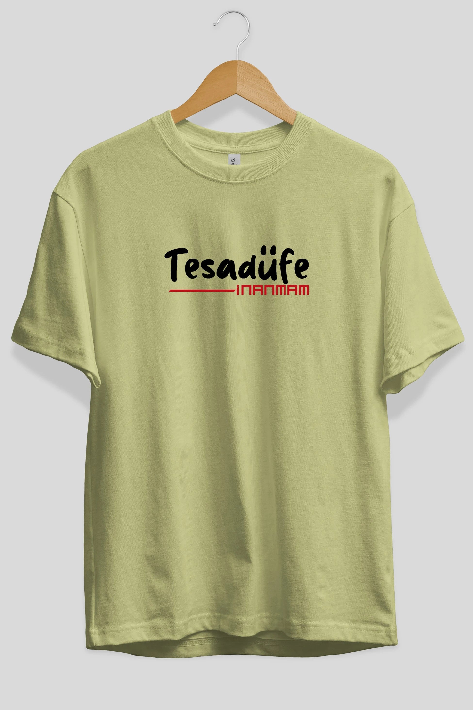 Tesadüfe İnanmam Ön Baskılı Oversize t-shirt %100 pamuk Erkek Kadın Unisex