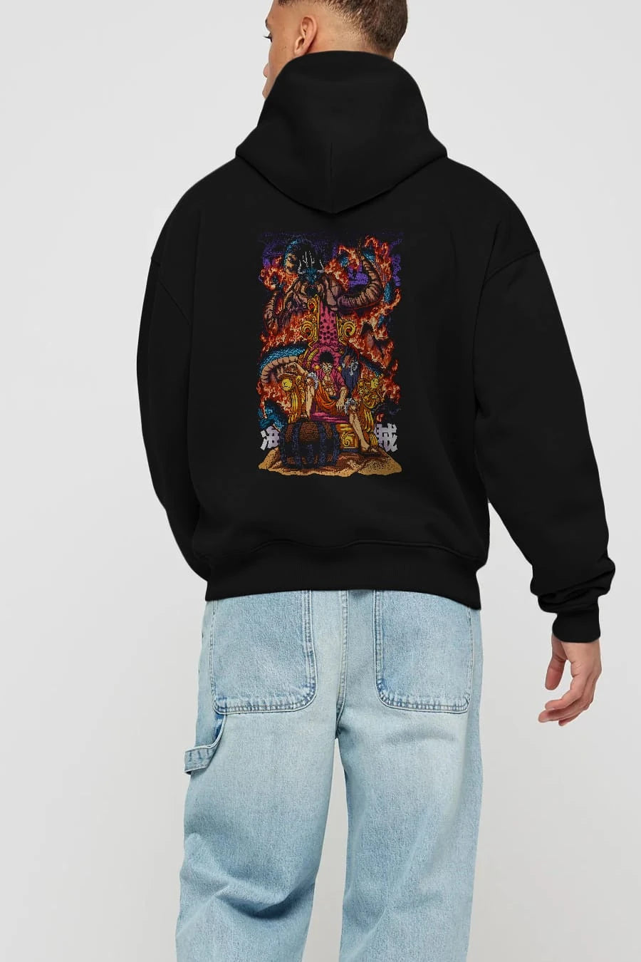 MONKEY D. LUFFY 1 Anime Arka Baskılı Hoodie Oversize Kapüşonlu Sweatshirt Erkek Kadın Unisex