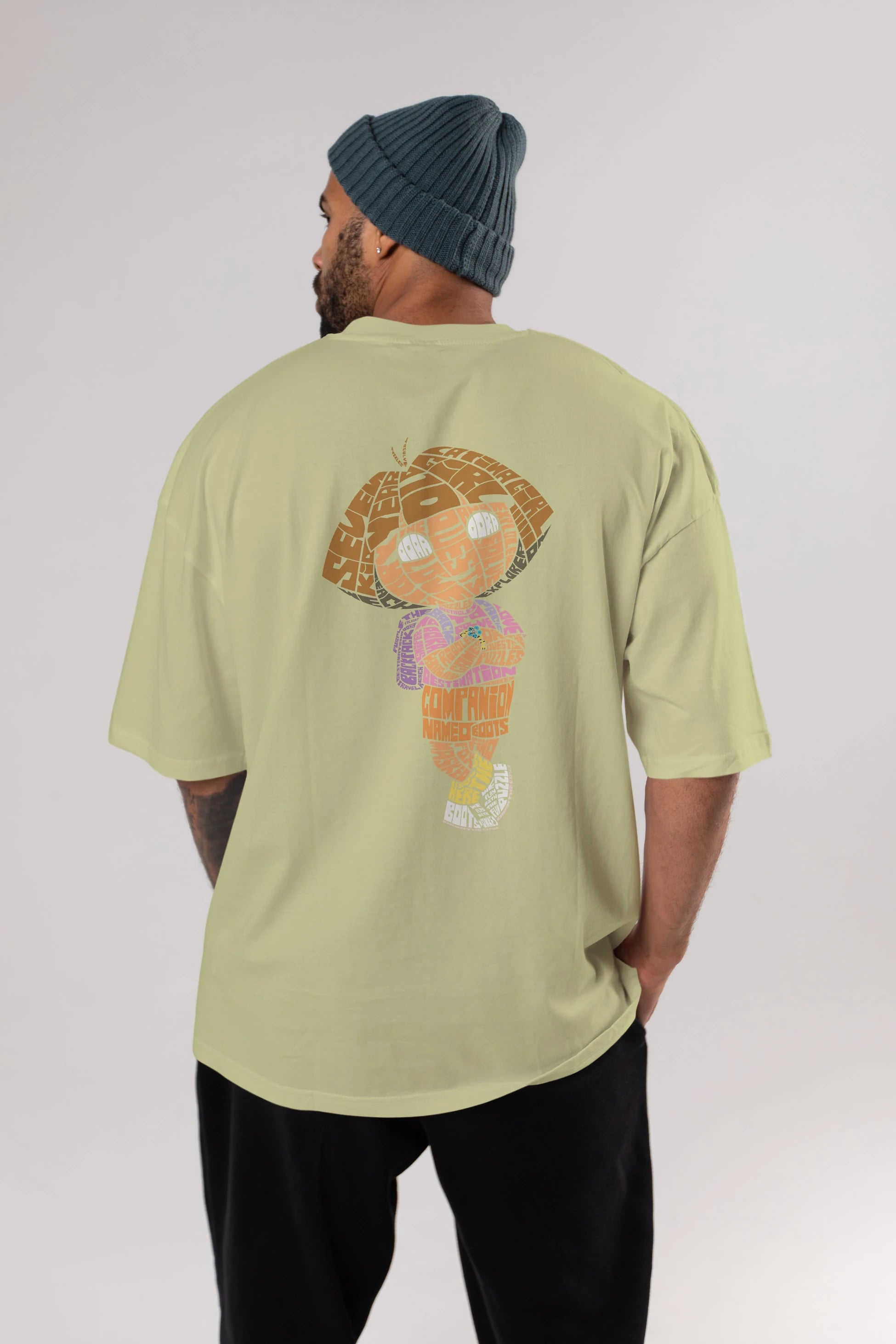 Dora Arka Baskılı Oversize t-shirt %100 pamuk Erkek Kadın Unisex