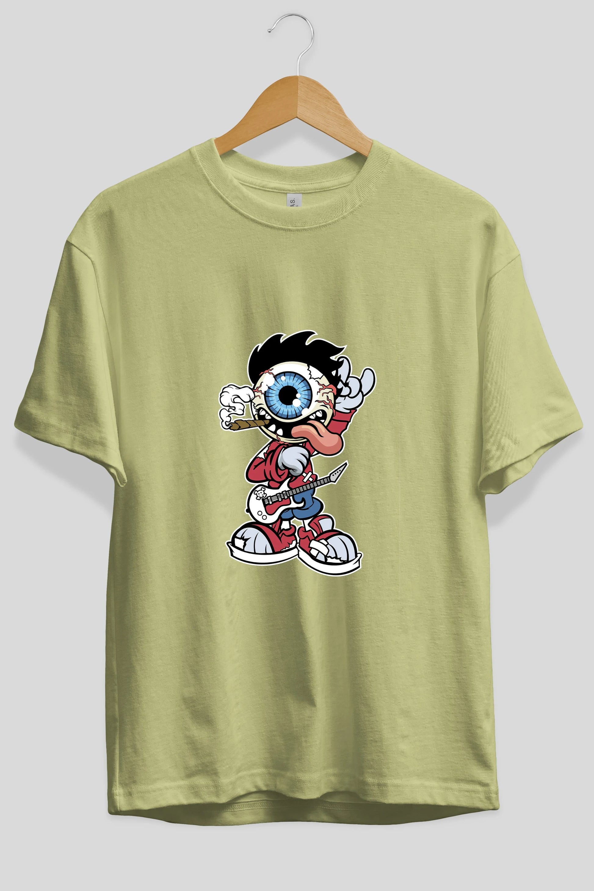 Eyeball Rockstar Ön Baskılı Oversize t-shirt Erkek Kadın Unisex %100 Pamuk tişort