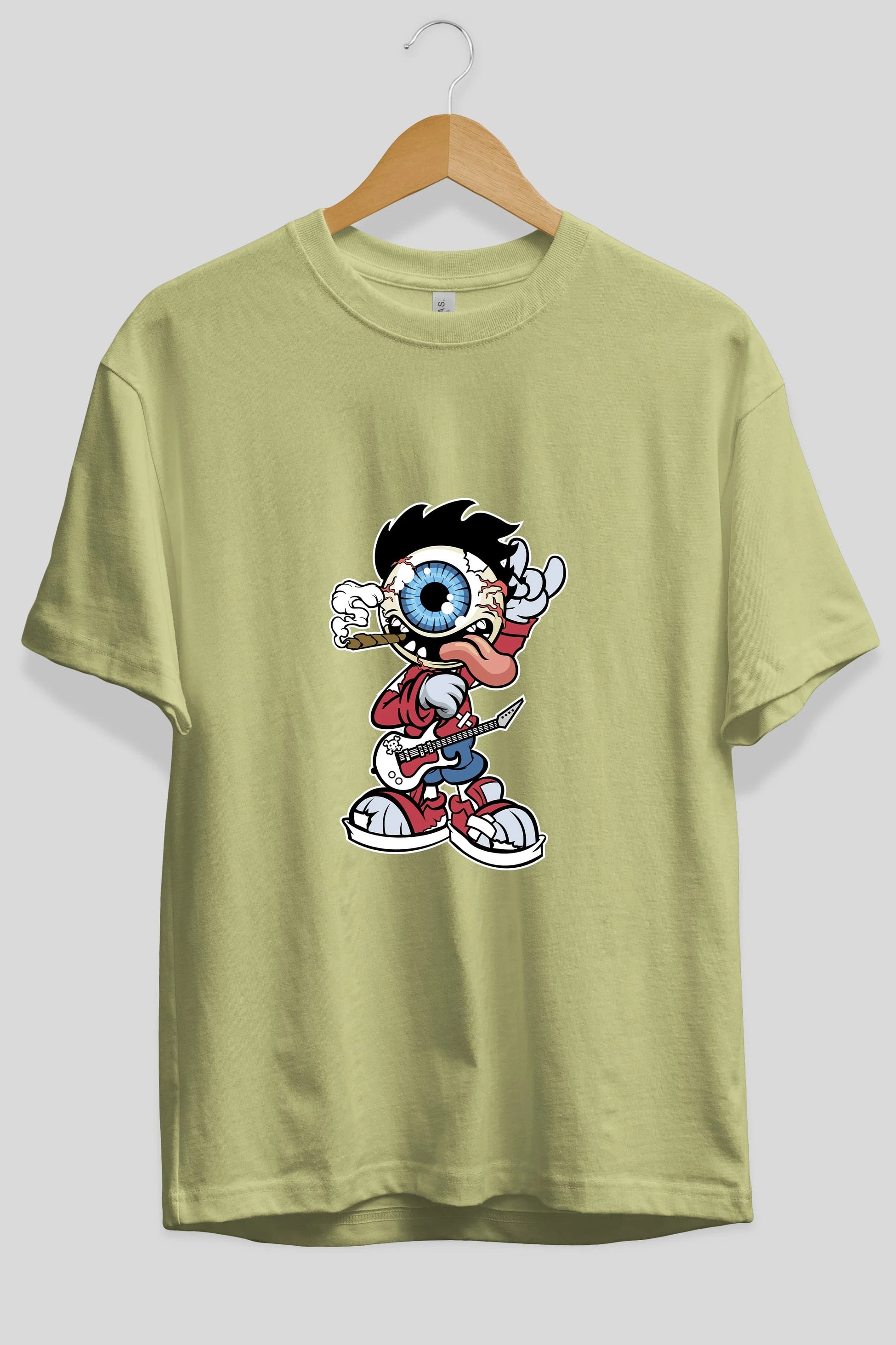 Eyeball Rockstar Ön Baskılı Oversize t-shirt Erkek Kadın Unisex %100 Pamuk tişort