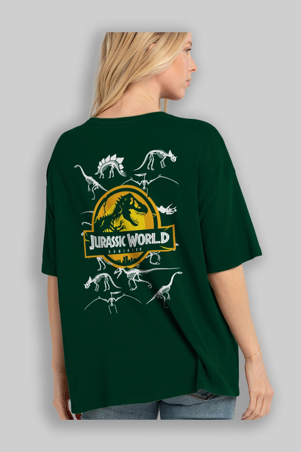 Jurassic Park (5) Arka Baskılı Oversize t-shirt Erkek Kadın Unisex %100 Pamuk Bisiklet Yaka tişort