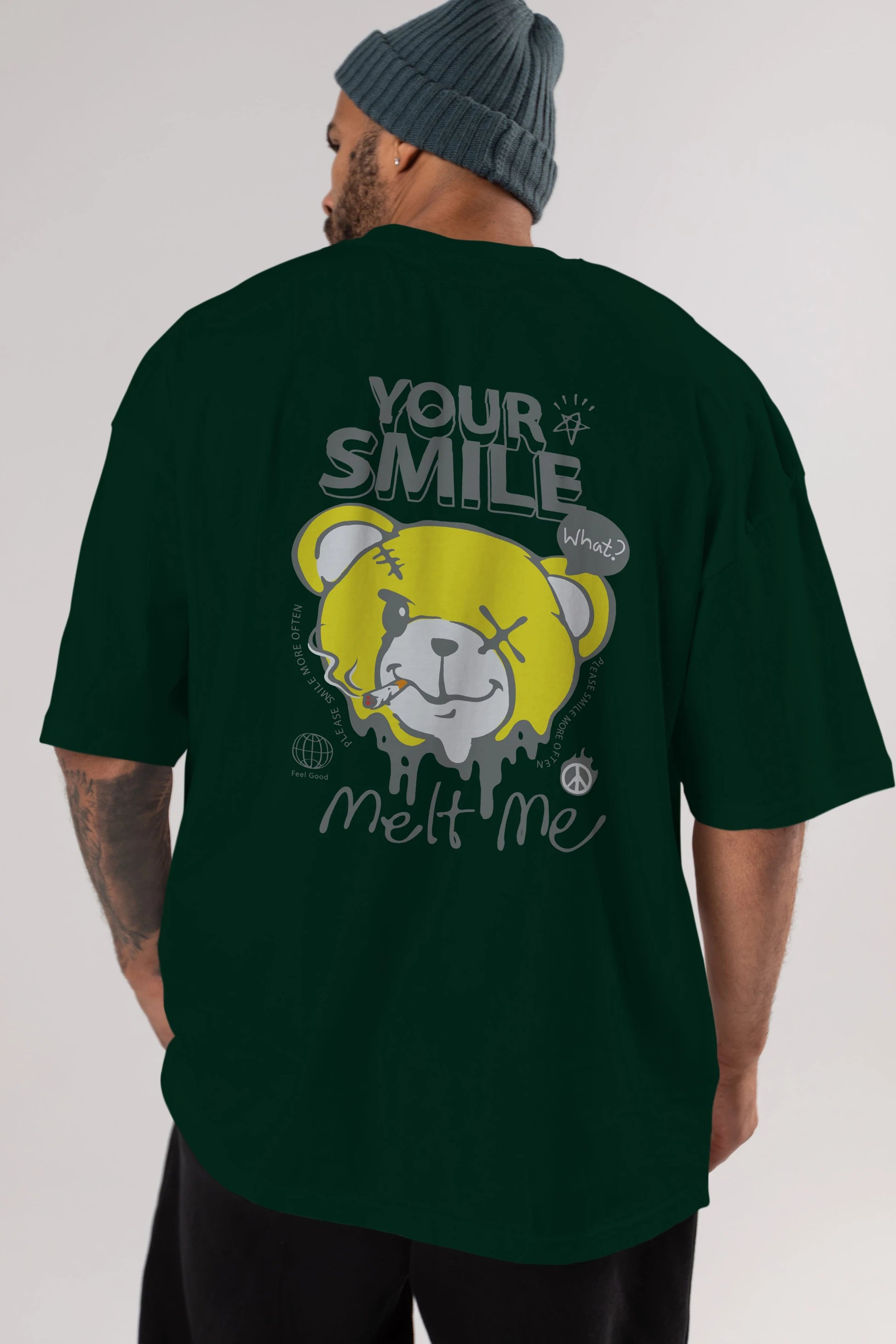 Your Smile Bear Arka Baskılı Oversize t-shirt Erkek Kadın Unisex