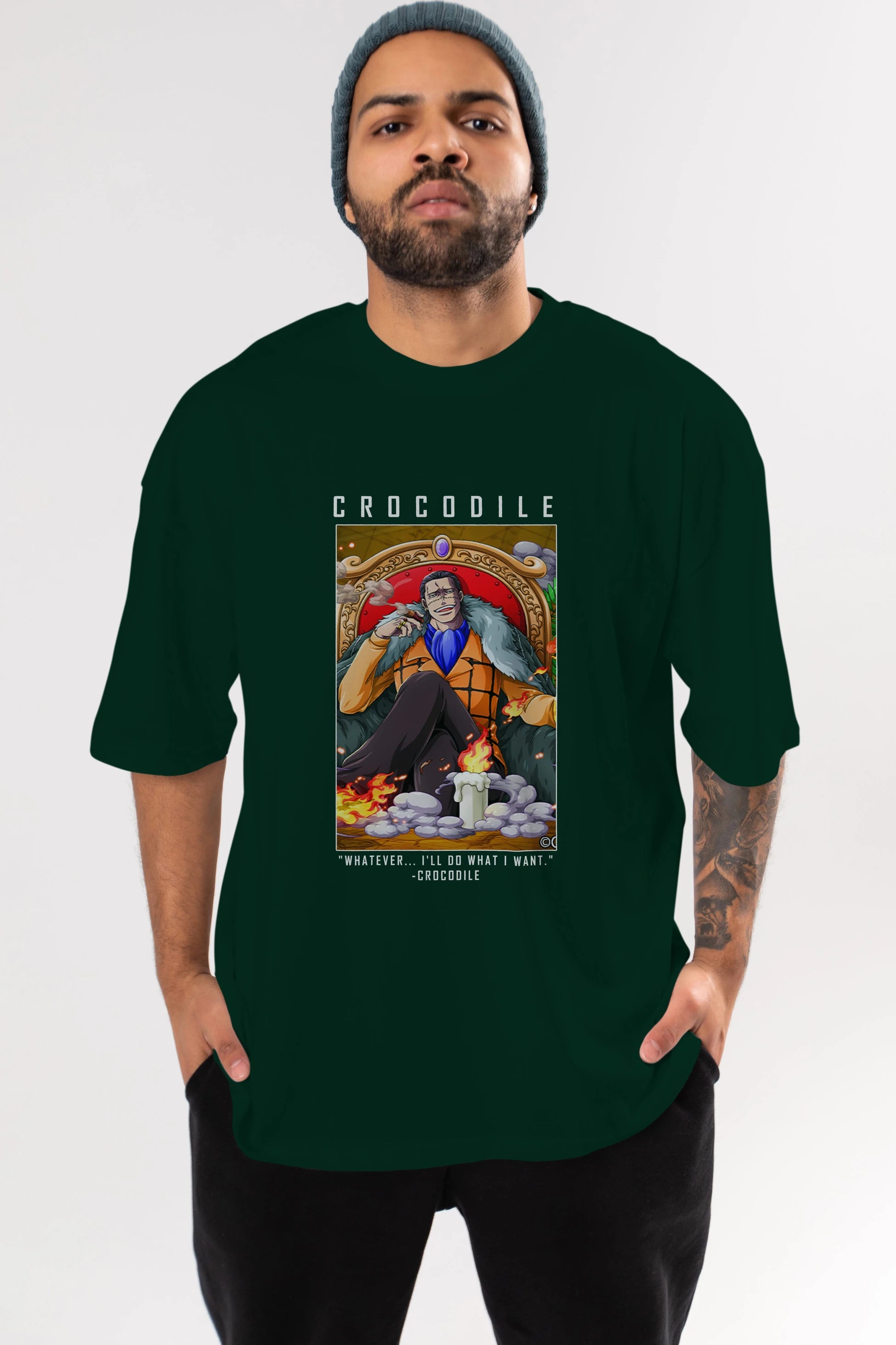 Crocodile Anime Ön Baskılı Oversize t-shirt Erkek Kadın Unisex