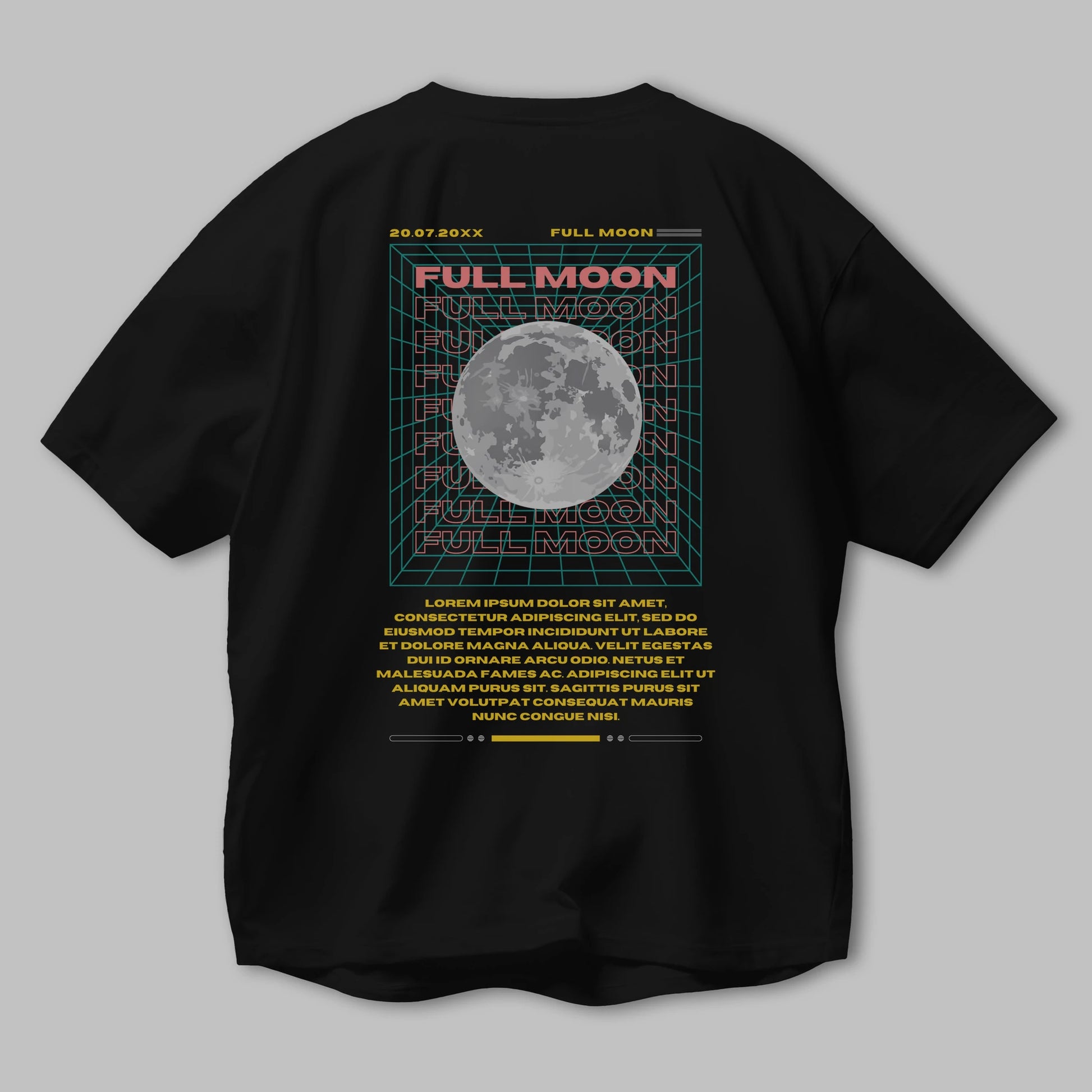 Full Moon Yazılı Arka Baskılı Oversize t-shirt Erkek Kadın Unisex