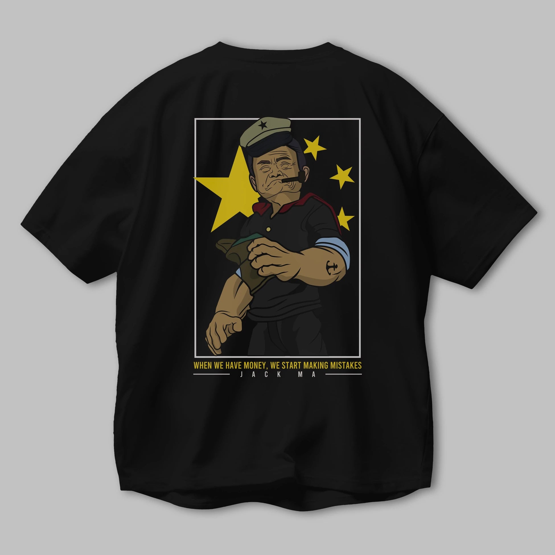 Popeye Jack Ma Arka Baskılı Oversize t-shirt Erkek Kadın Unisex %100 Pamuk tişort
