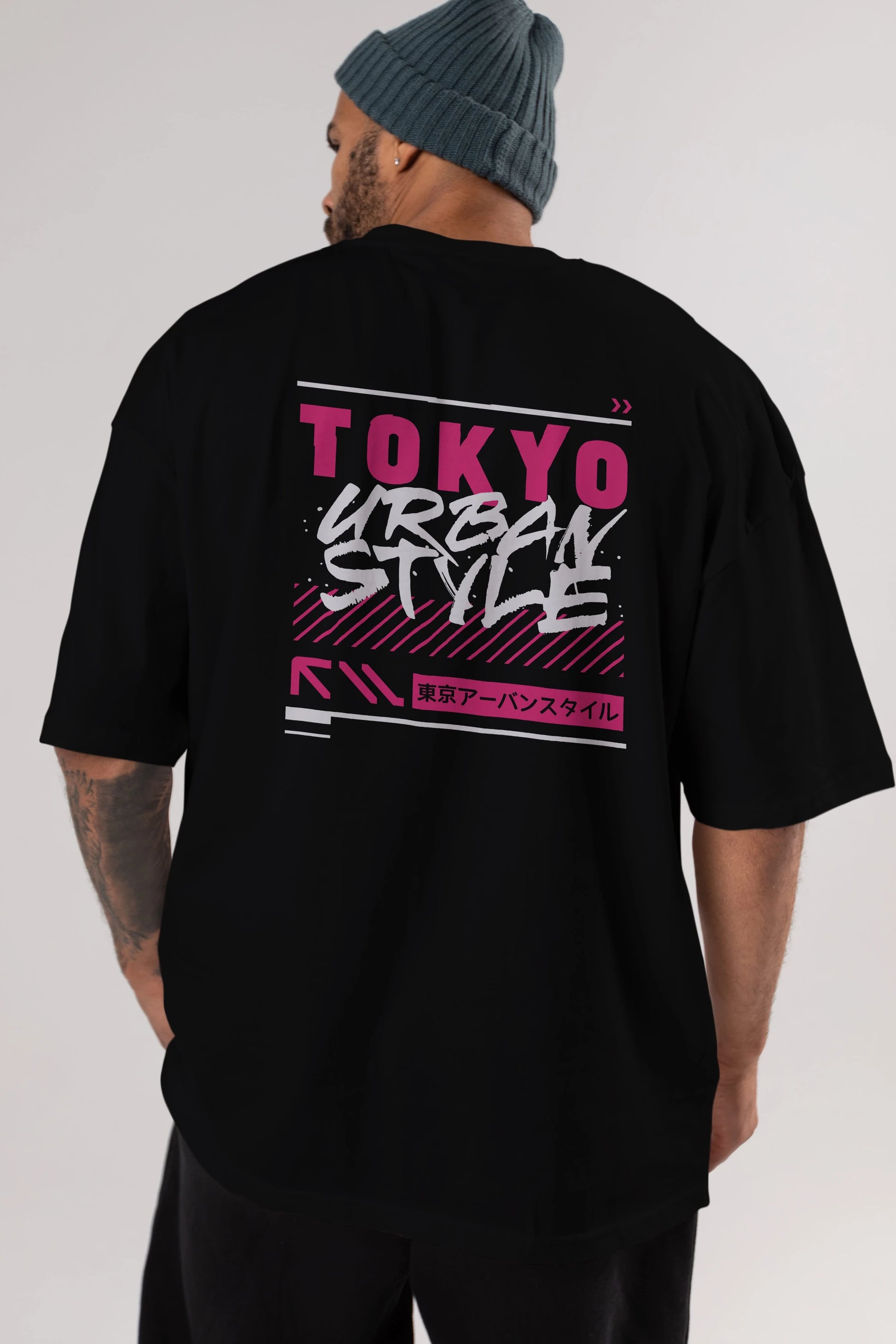 Tokyo Urban Style Arka Baskılı Oversize t-shirt Erkek Kadın Unisex