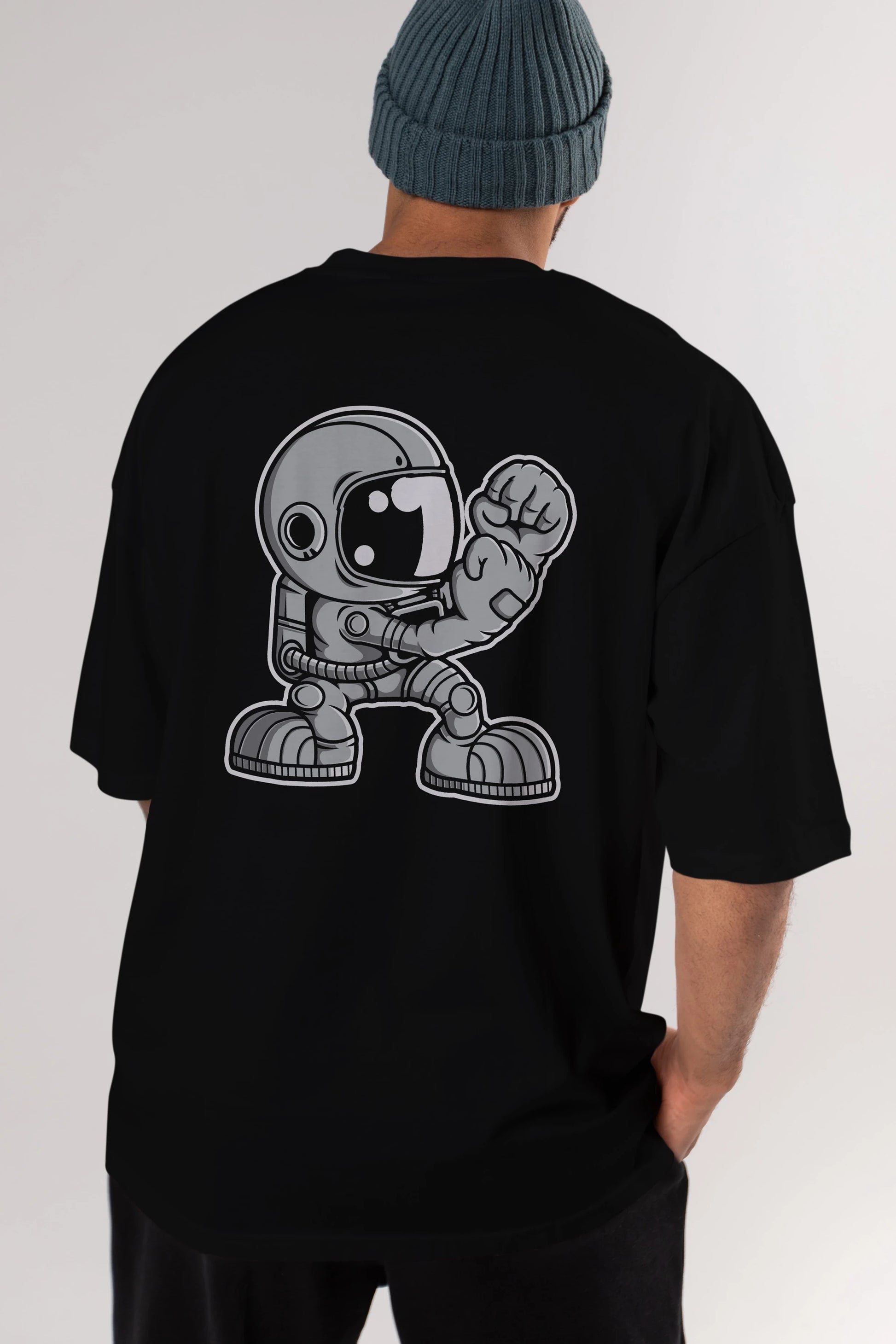 Astronaut Fighting Irish Arka Baskılı Oversize t-shirt Erkek Kadın Unisex