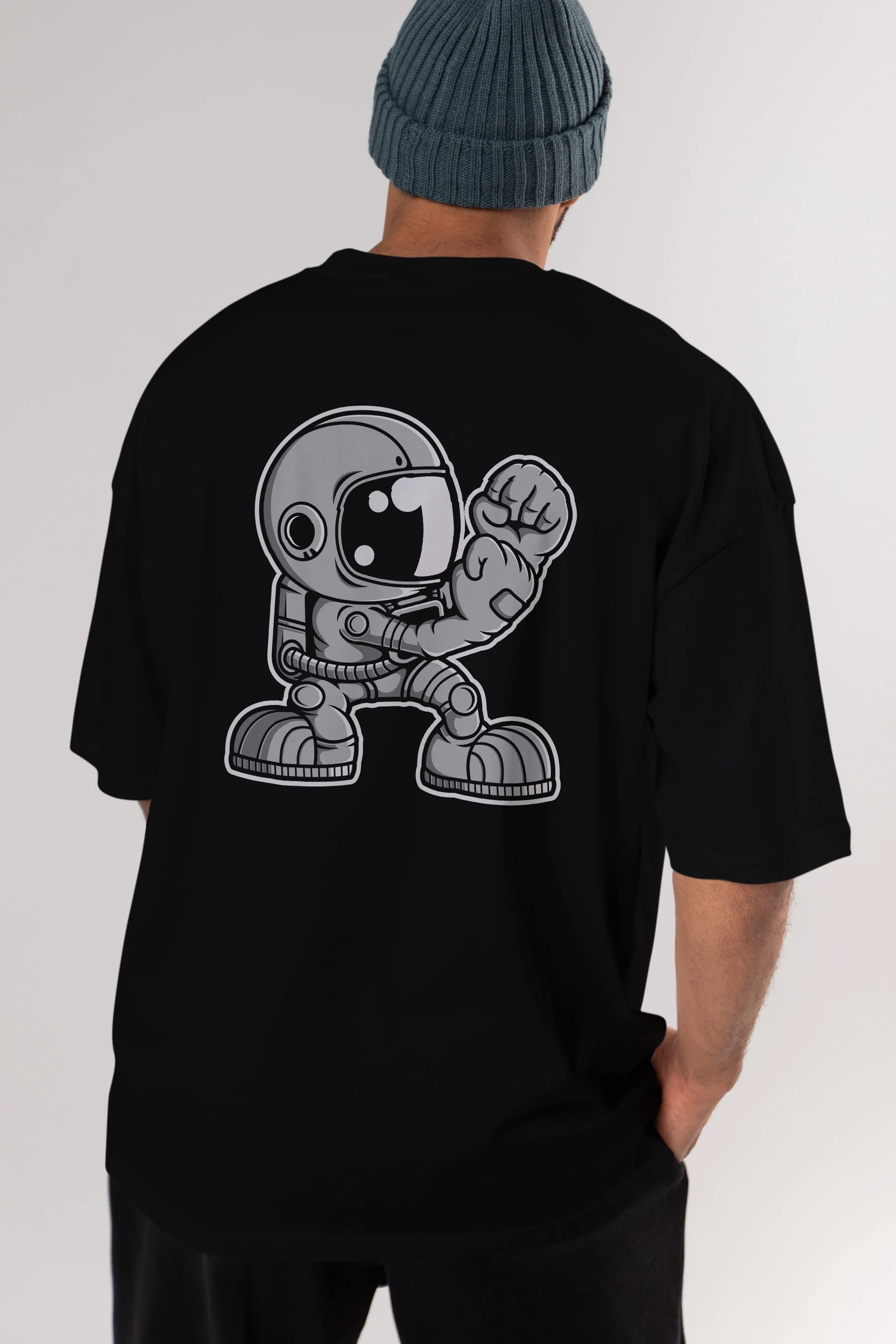 Astronaut Fighting Irish Arka Baskılı Oversize t-shirt Erkek Kadın Unisex