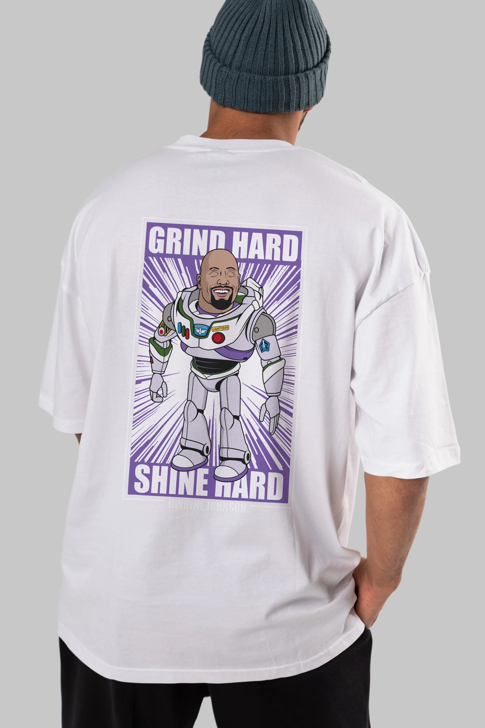 Dwayne Johnson Buzz Lightyear Arka Baskılı Oversize t-shirt Erkek Kadın Unisex %100 Pamuk tişort