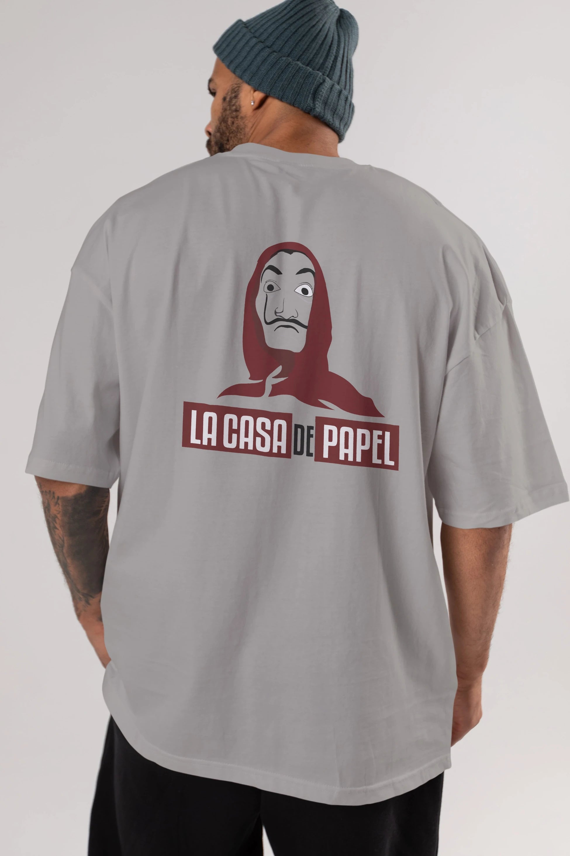 La Casa De Papel (1) Arka Baskılı Oversize t-shirt Erkek Kadın Unisex %100 Pamuk Bisiklet Yaka tişort