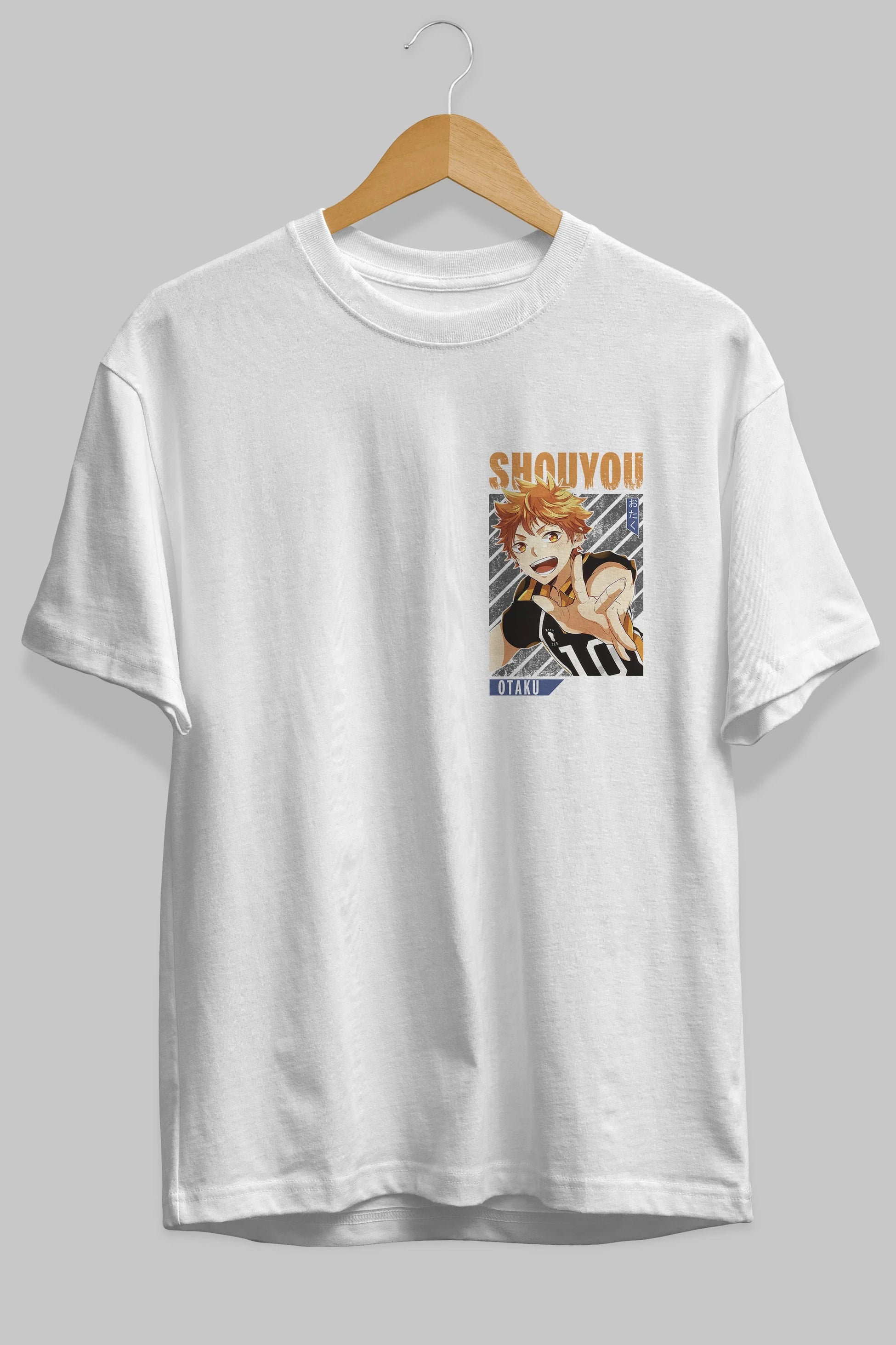 Shouyou Hinata 9 Ön Sol Baskılı Oversize t-shirt Erkek Kadın Unisex %100 Pamuk Bisiklet Yaka tişort