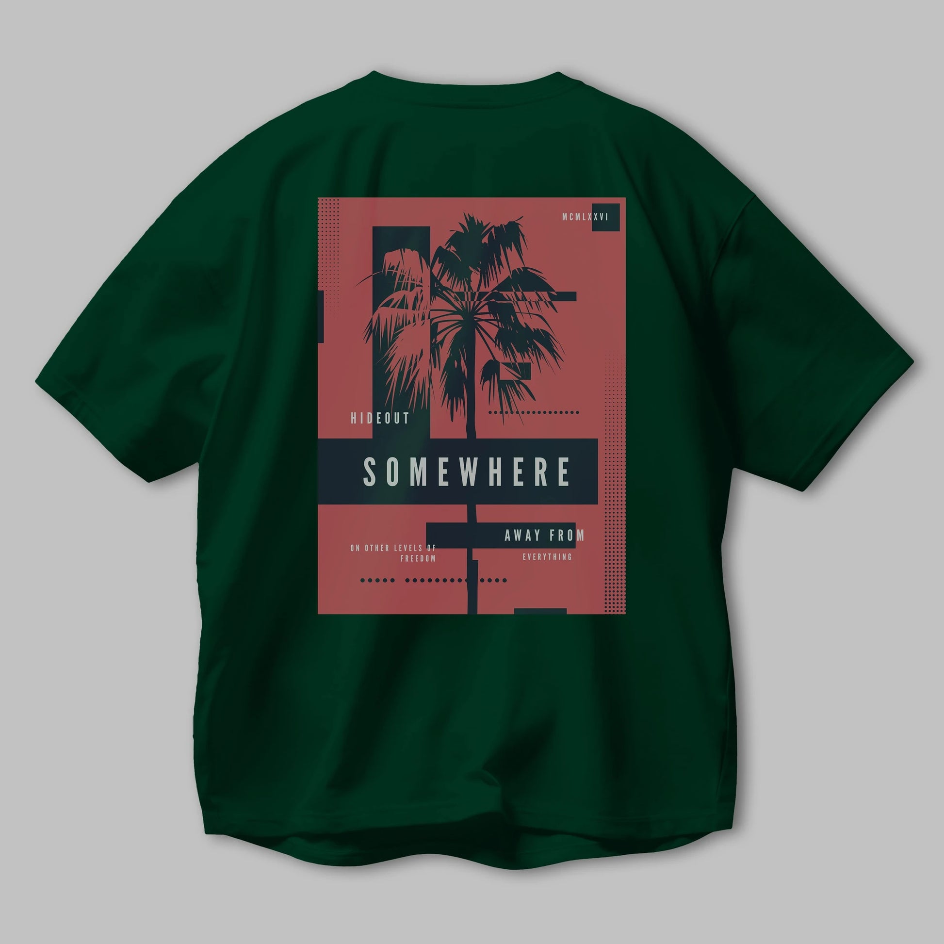 Hideout Somewhere Arka Baskılı Oversize t-shirt Erkek Kadın Unisex