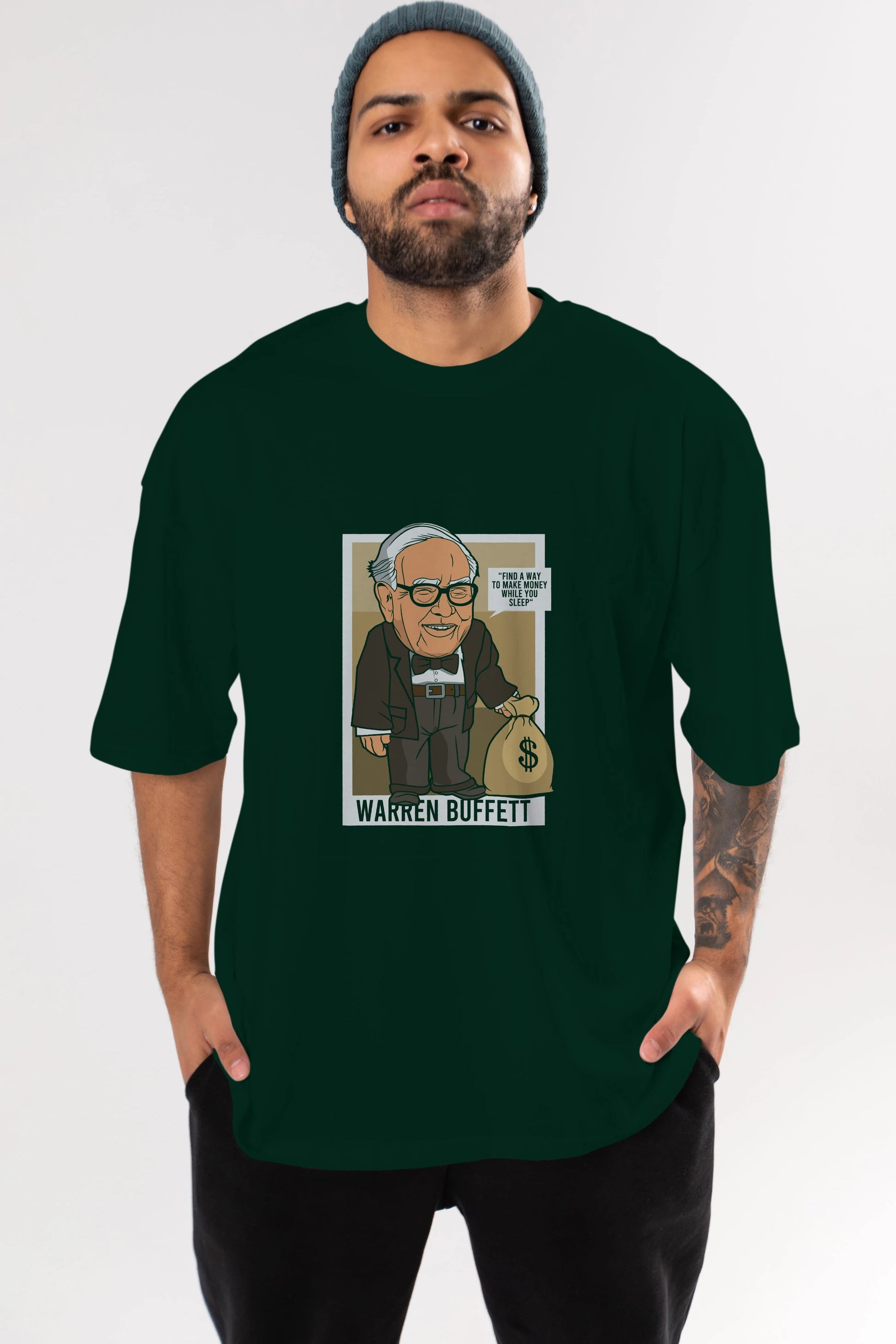 Warren Buffet Up Carl Ön Baskılı Oversize t-shirt Erkek Kadın Unisex %100 Pamuk tişort