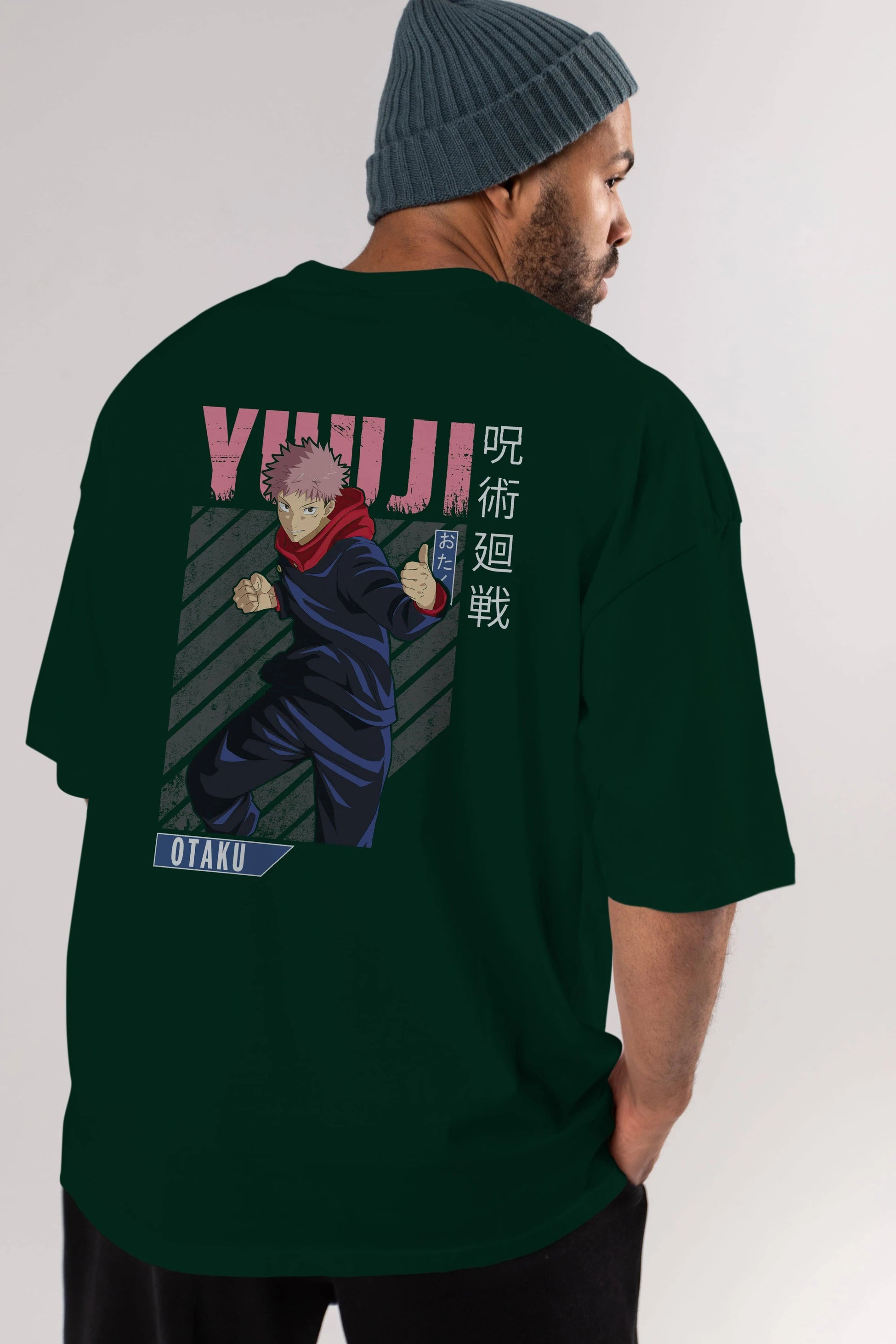 Yuuji Itadori Anime Arka Baskılı Oversize t-shirt Erkek Kadın Unisex