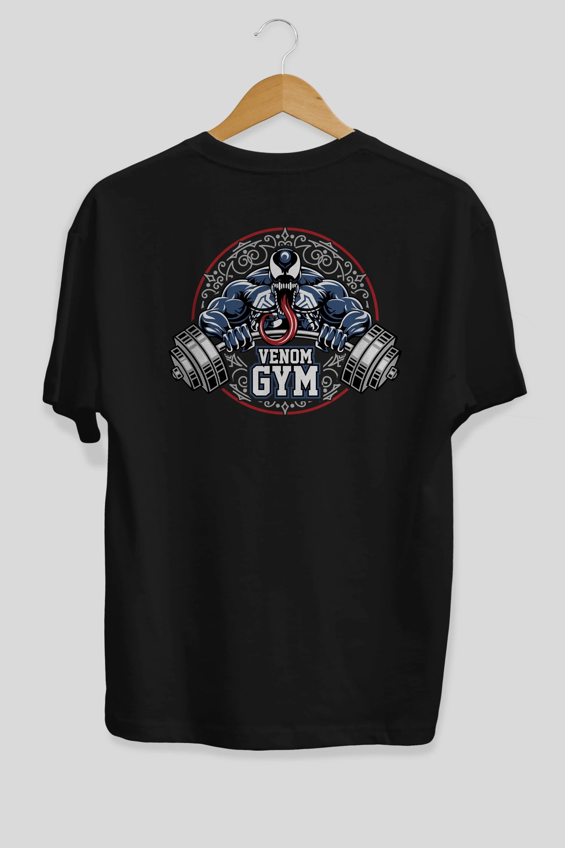 Venom GYM Arka Baskılı Oversize t-shirt Erkek Kadın Unisex %100 Pamuk Bisiklet Yaka tişort