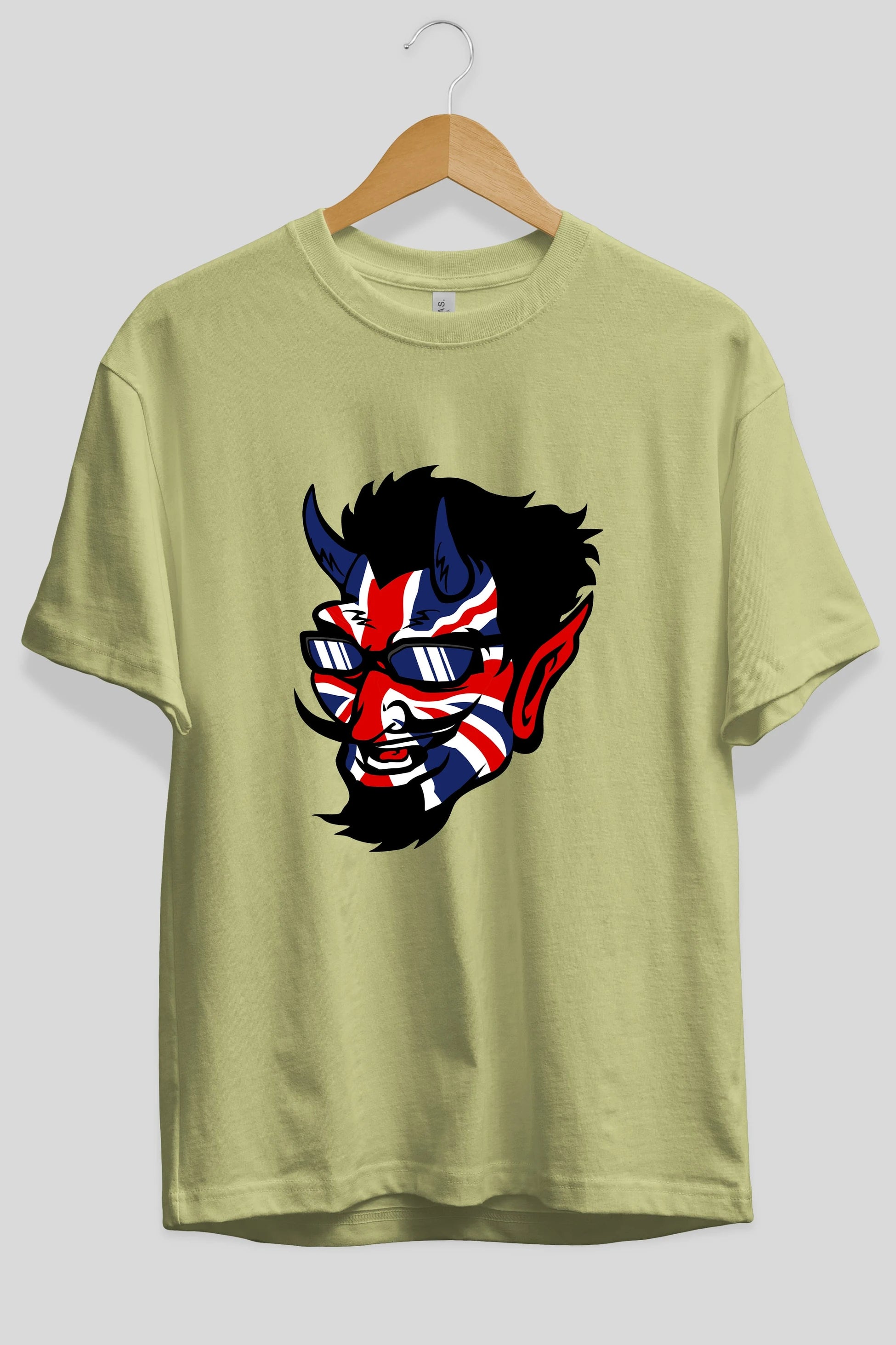 UK Devil Ön Baskılı Oversize t-shirt Erkek Kadın Unisex %100 Pamuk tişort
