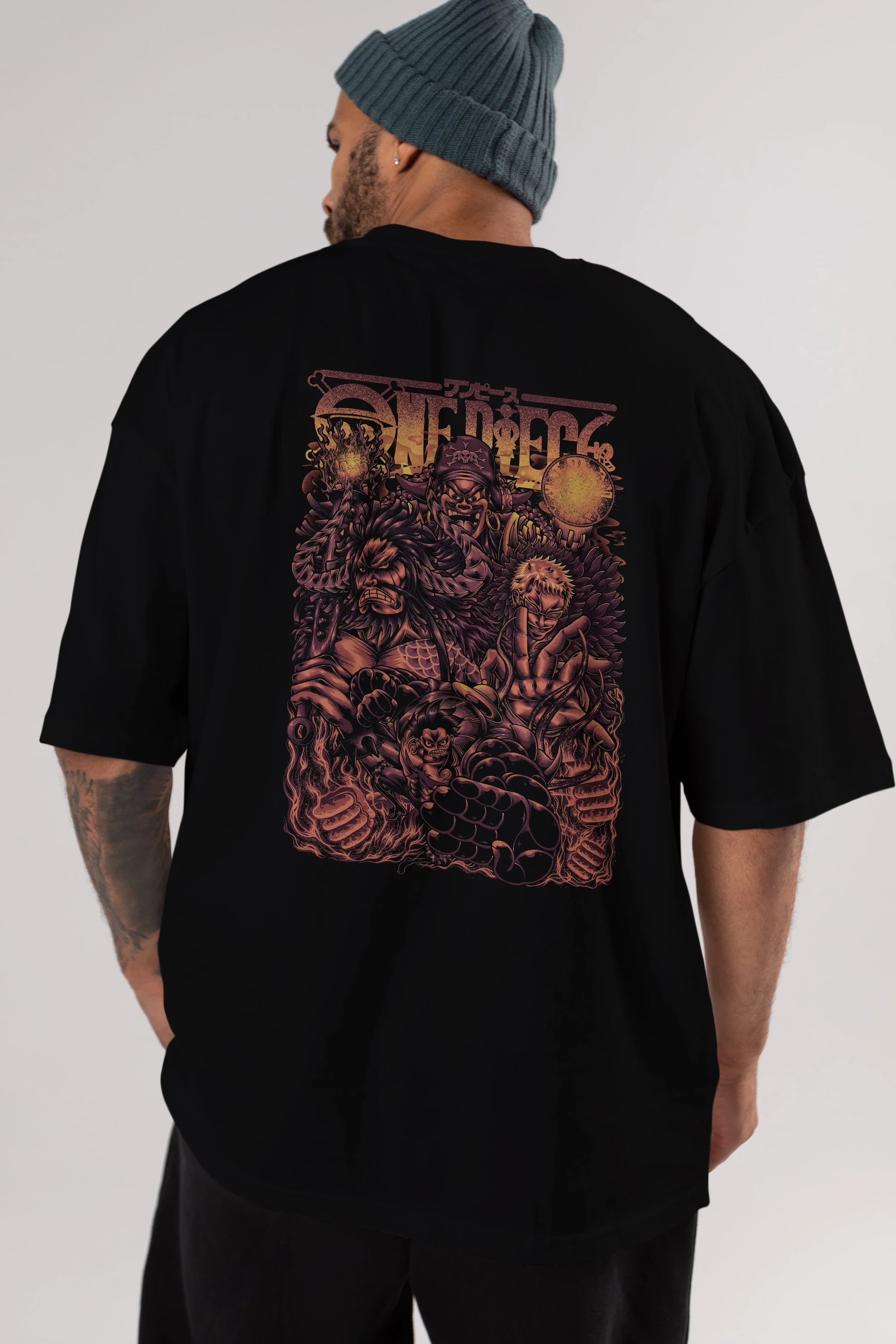 ONE PIECE Anime Arka Baskılı Oversize t-shirt Erkek Kadın Unisex
