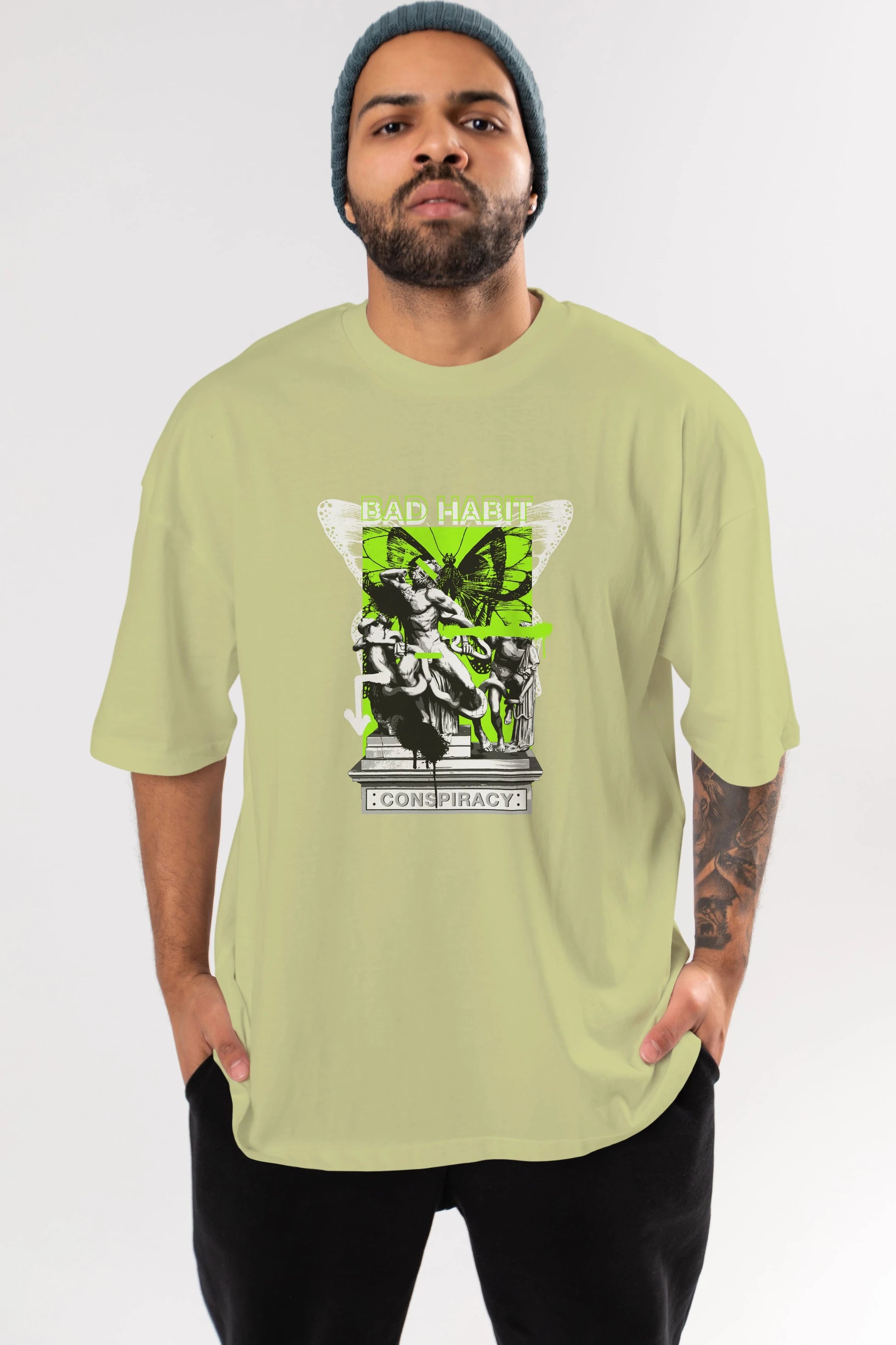 Bad Habit Ön Baskılı Oversize t-shirt Erkek Kadın Unisex