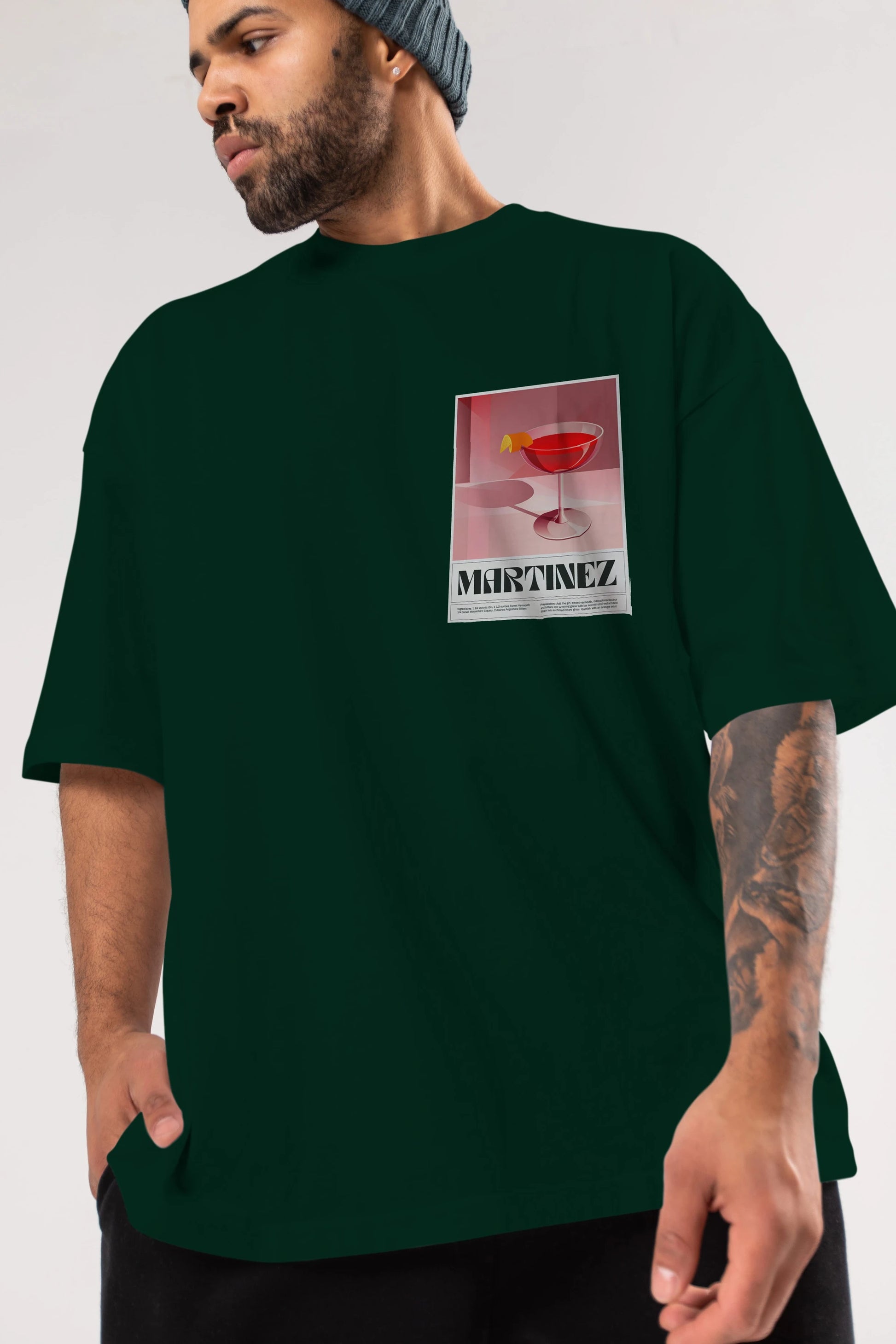 Martinez Ön Sol Baskılı Oversize t-shirt Erkek Kadın Unisex %100 Pamuk Bisiklet Yaka tişort
