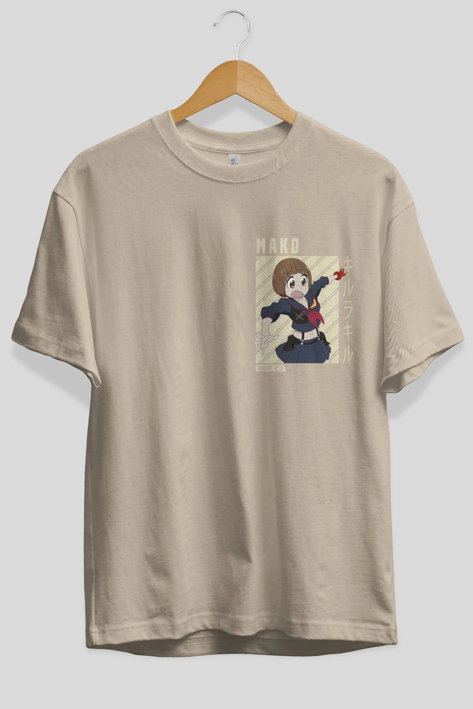 Mako Mankanshoku 1 Ön Sol Baskılı Oversize t-shirt Erkek Kadın Unisex %100 Pamuk Bisiklet Yaka tişort