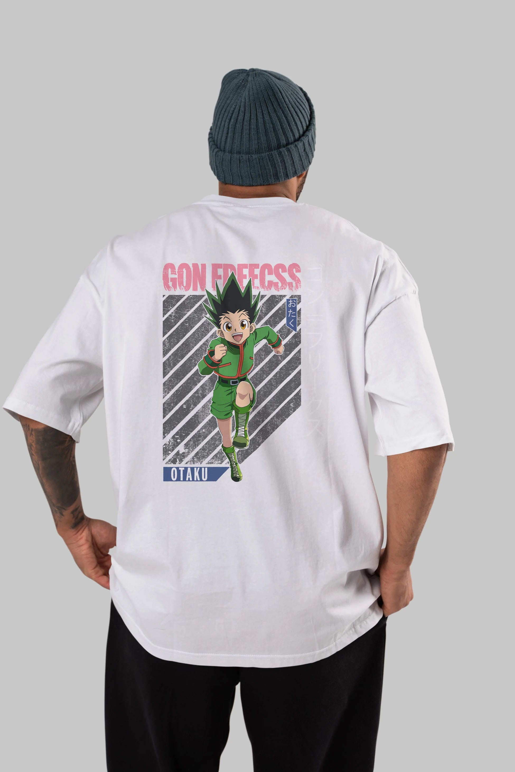 Gon Freecss HUNTER X HUNTER Anime Arka Baskılı Oversize t-shirt Erkek Kadın Unisex