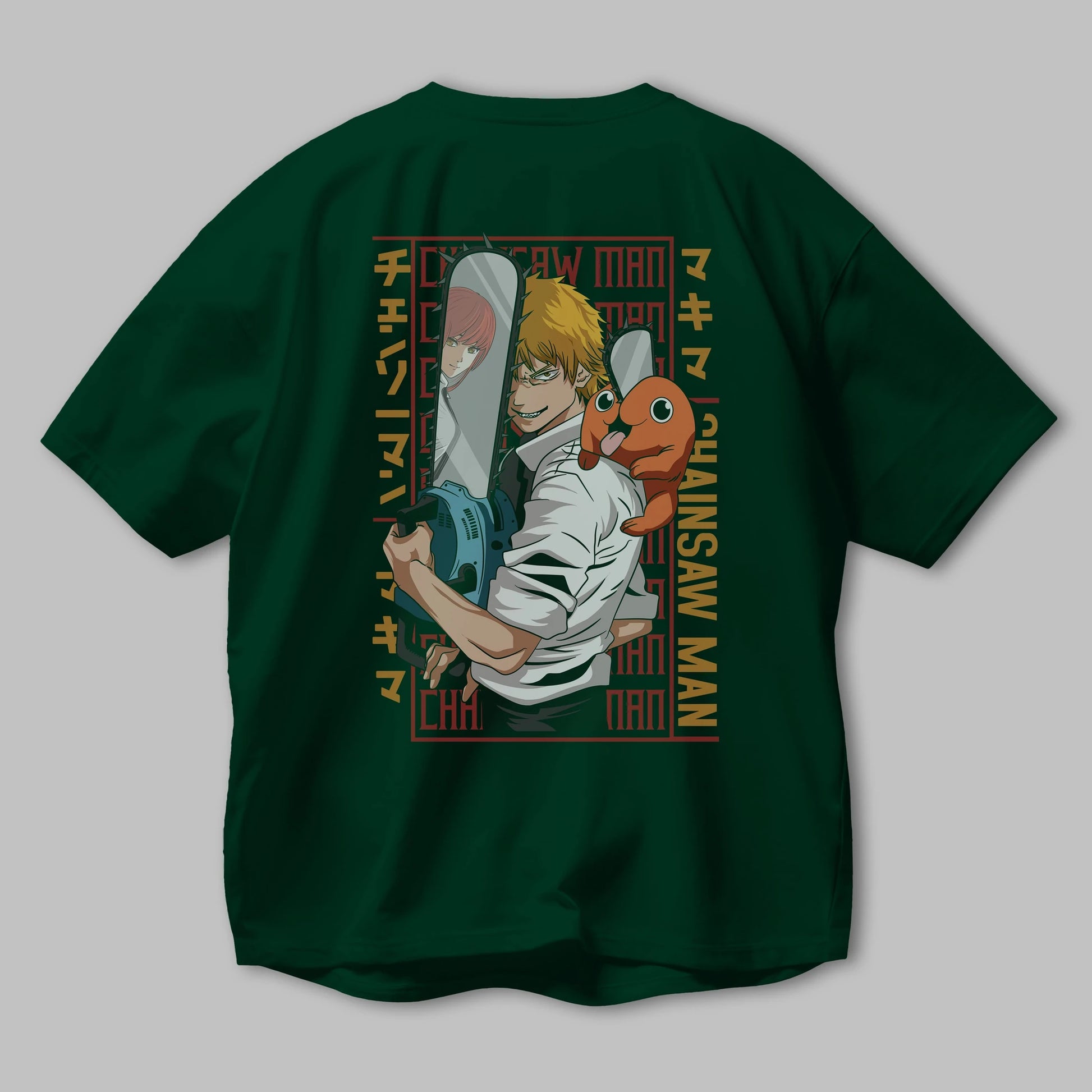 Chainsaw DENJI Anime Arka Baskılı Oversize t-shirt Erkek Kadın Unisex