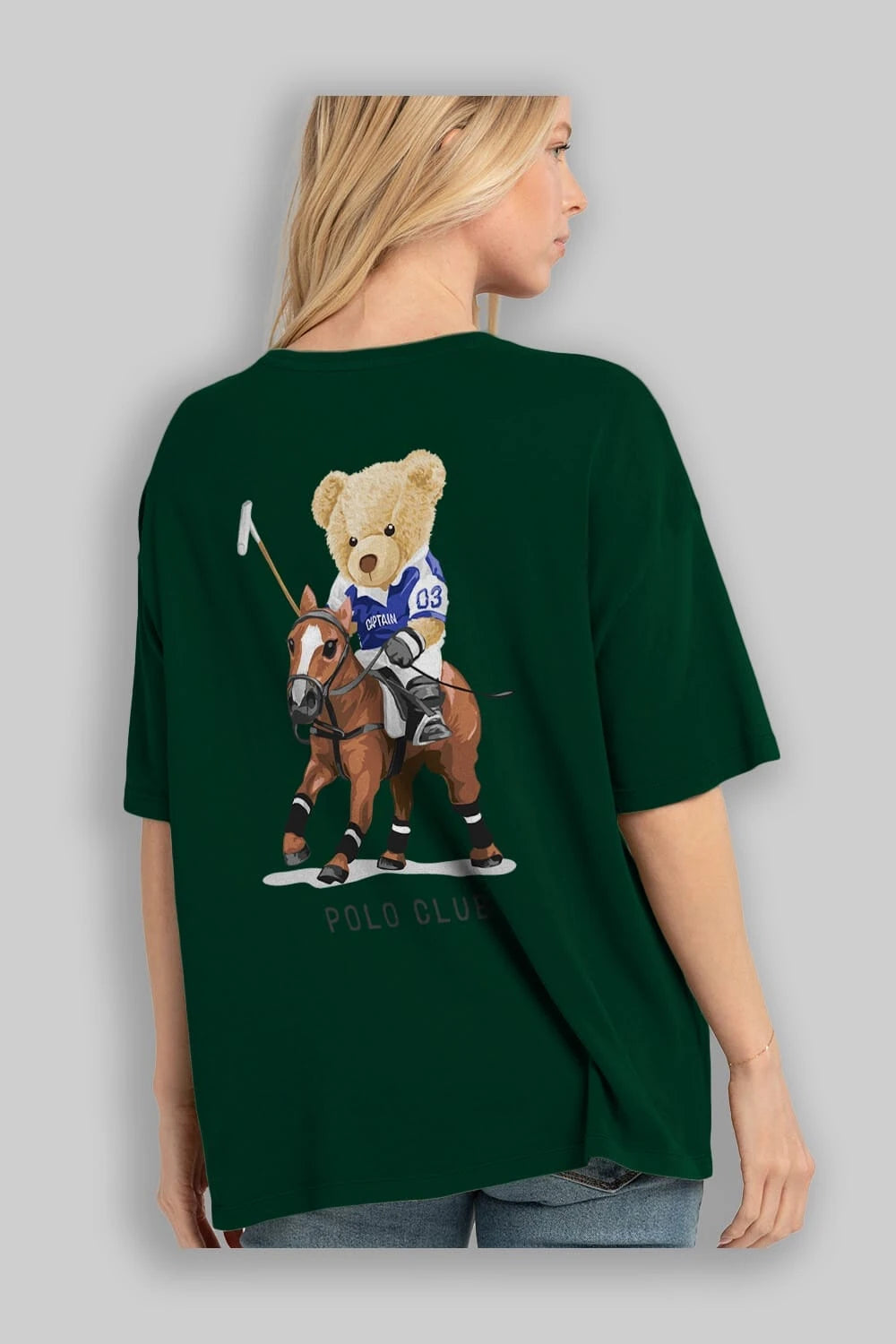 Teddy Bear Polo Club Arka Baskılı Oversize t-shirt Erkek Kadın Unisex %100 Pamuk