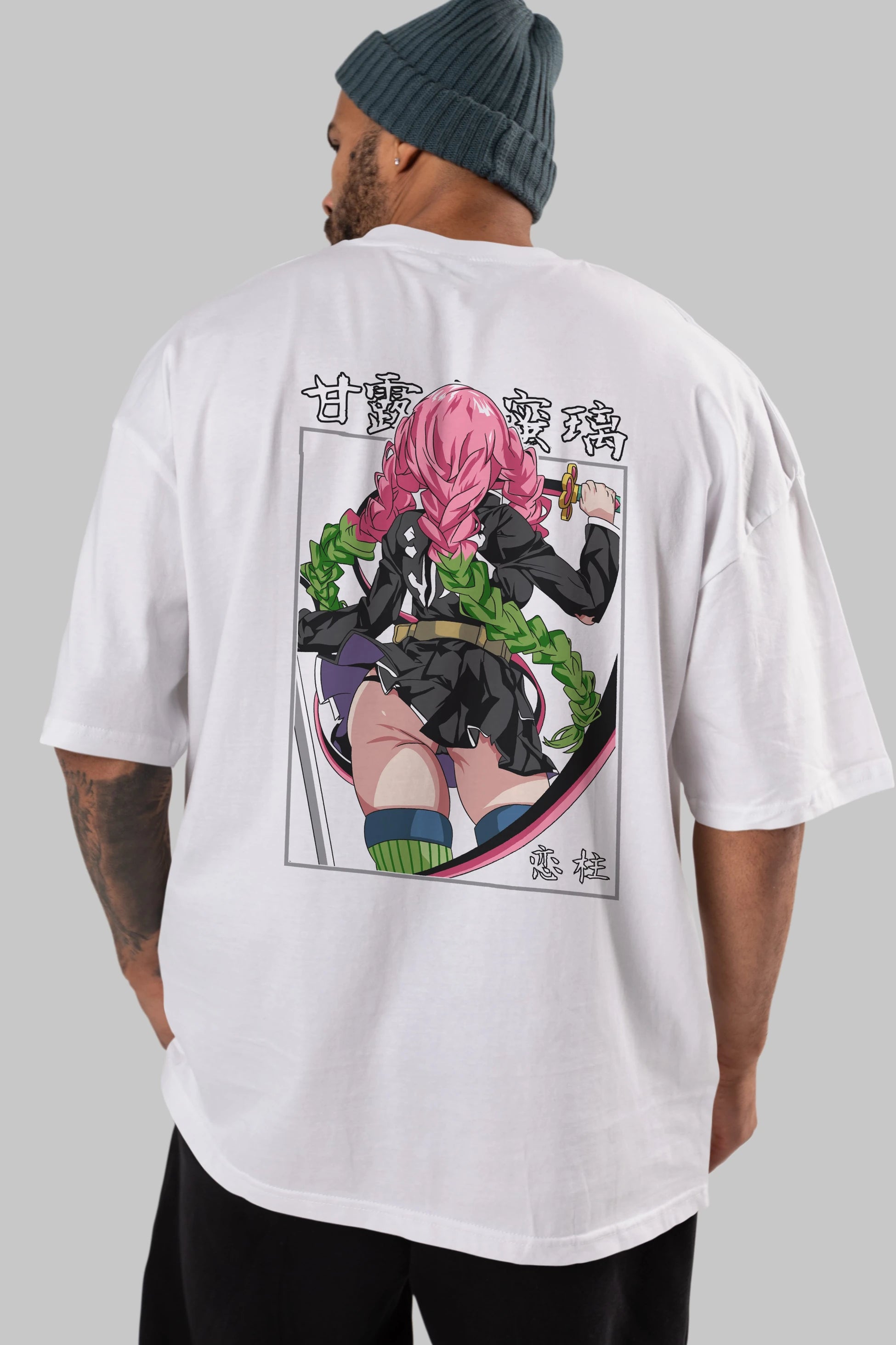 Mitsuri DEMONSLAYER Anime Arka Baskılı Oversize t-shirt Erkek Kadın Unisex