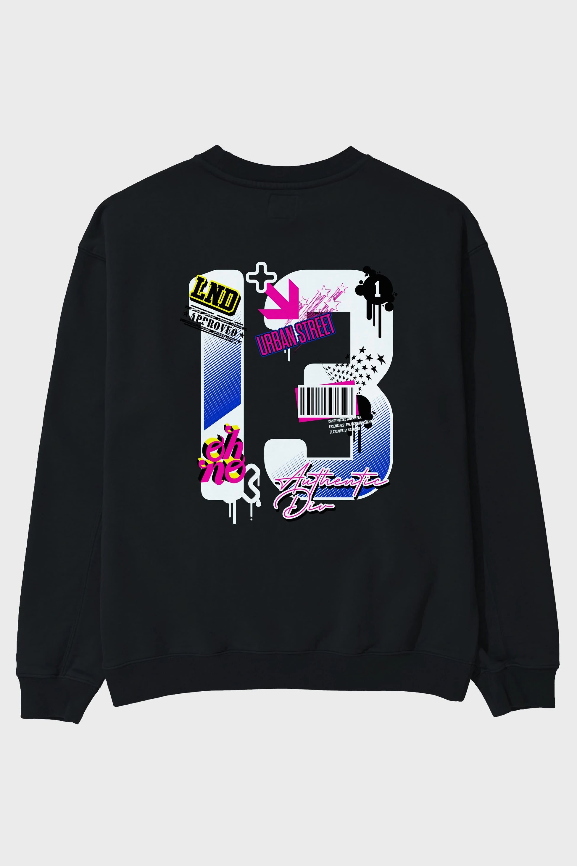 Urban Street 13 Arka Baskılı Oversize Sweatshirt Erkek Kadın Unisex