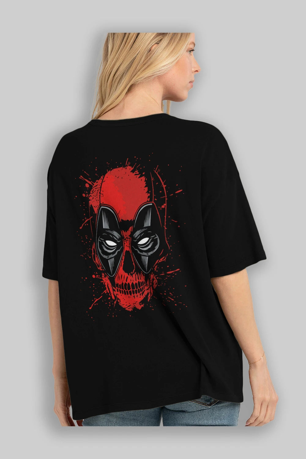 Deadpool (3) Arka Baskılı Oversize t-shirt Erkek Kadın Unisex %100 Pamuk Bisiklet Yaka tişort