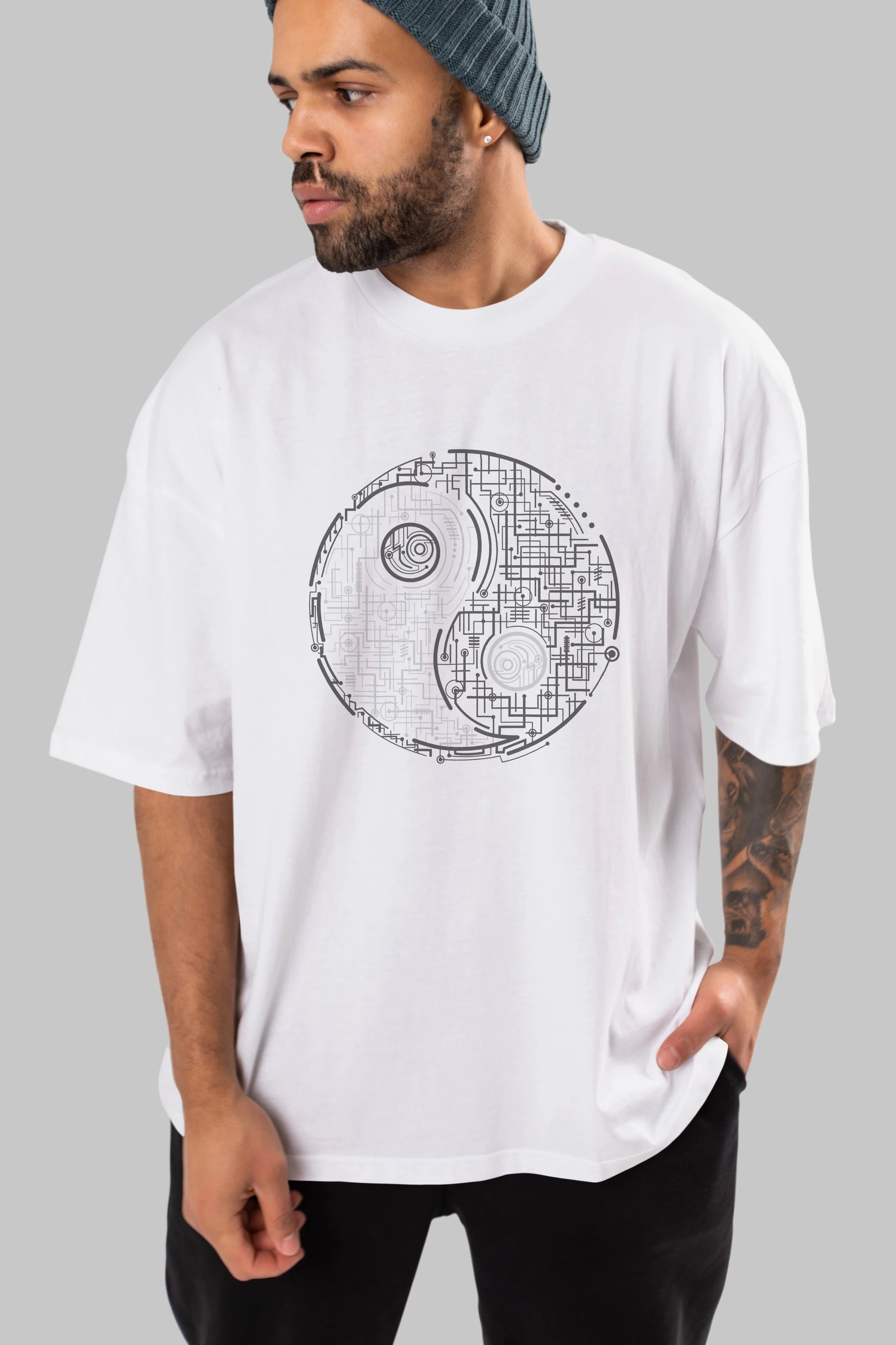 Electric Balance Ön Baskılı Oversize t-shirt %100 pamuk Erkek Kadın Unisex