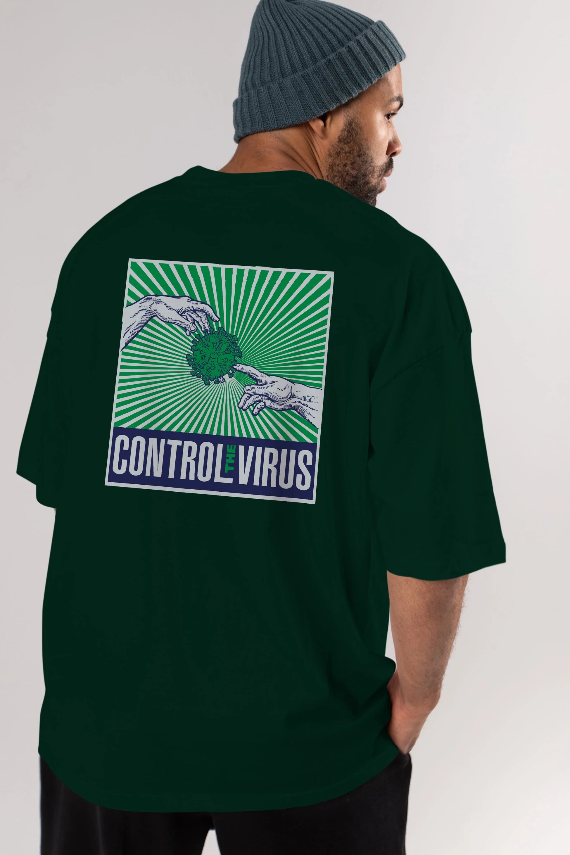 Control The Virus Arka Baskılı Oversize t-shirt Erkek Kadın Unisex