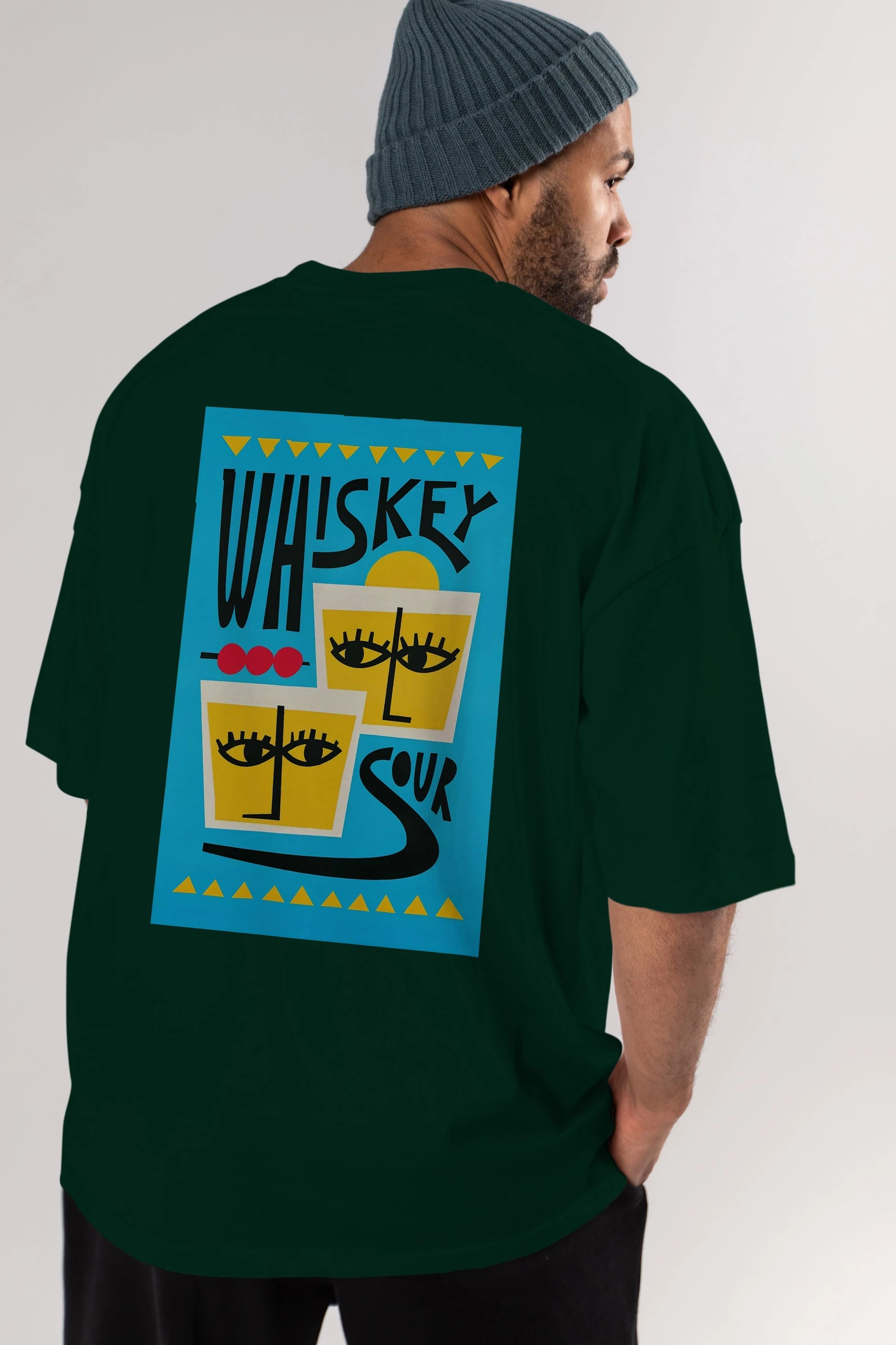 Whiskey Sour 2 Arka Baskılı Oversize t-shirt Erkek Kadın Unisex %100 Pamuk Bisiklet Yaka tişort