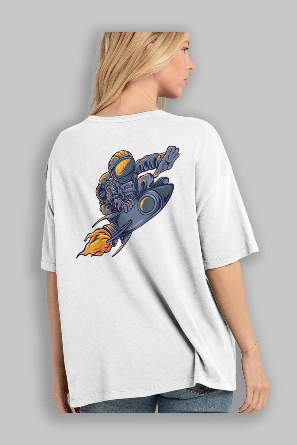 Astrocket Illustration Tshirt Arka Baskılı Oversize t-shirt Erkek Kadın Unisex