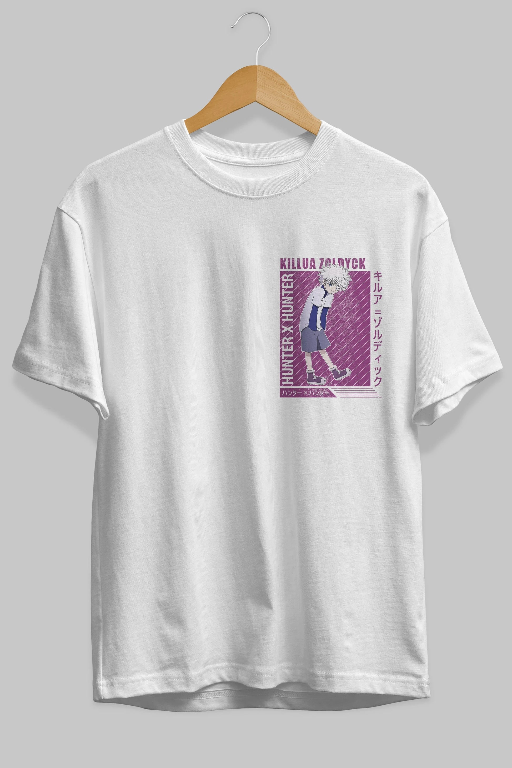 Killua Zoldyck 3 1 Ön Sol Baskılı Oversize t-shirt Erkek Kadın Unisex %100 Pamuk Bisiklet Yaka tişort